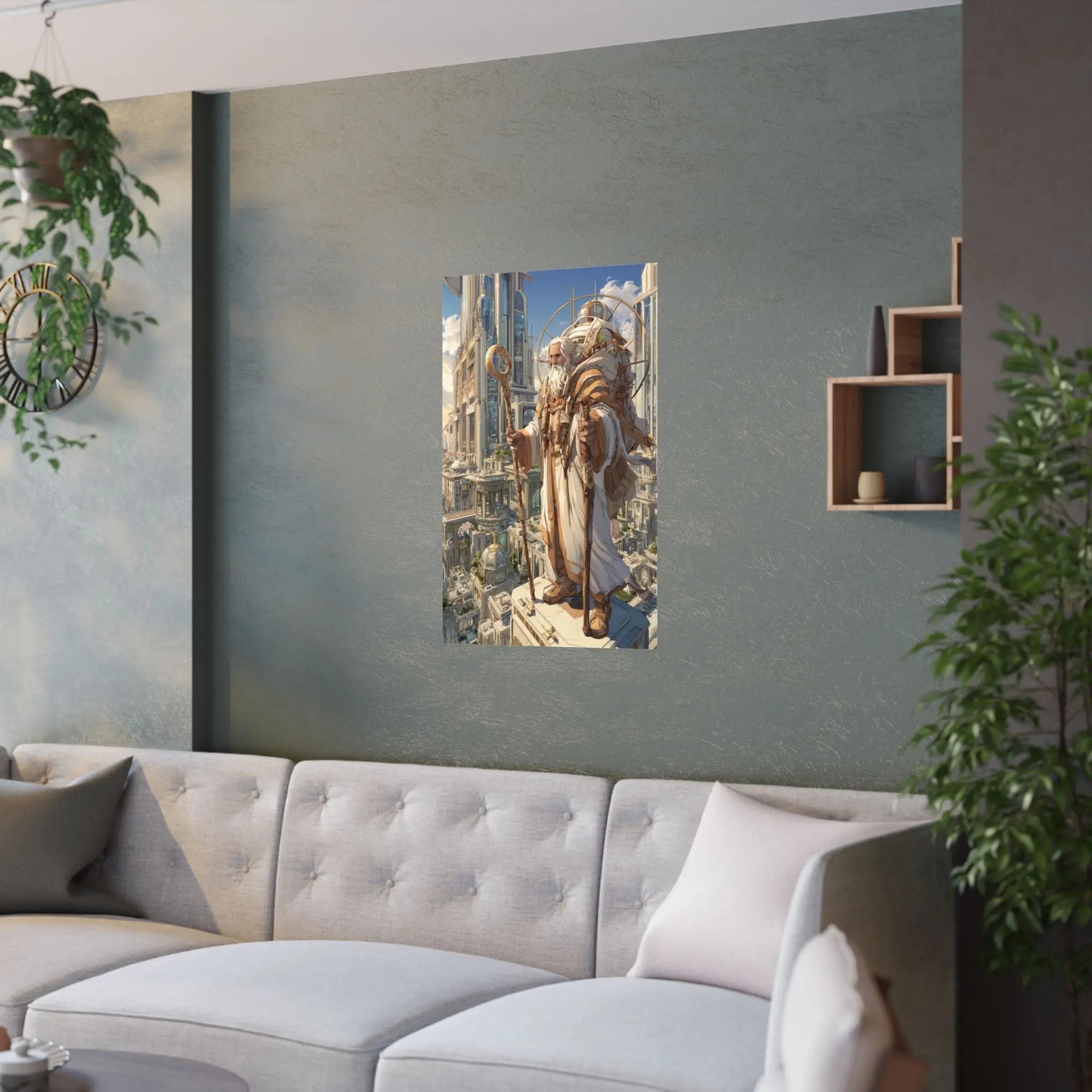 Satin Poster — Majestic High Priest in Golden City (210gsm) Printify