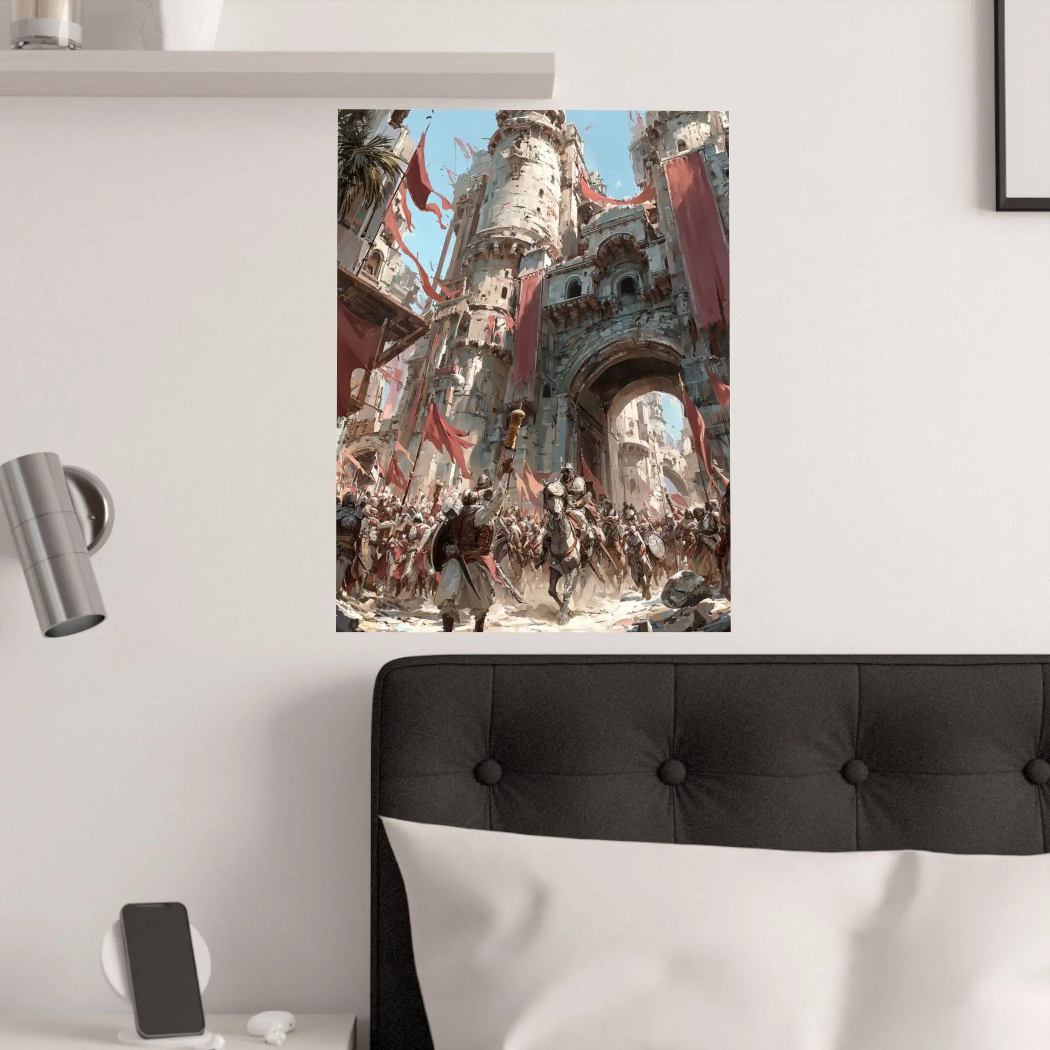 Medieval City Gates Satin Poster — Epic Castle Battle Art Print (210gsm) Printify