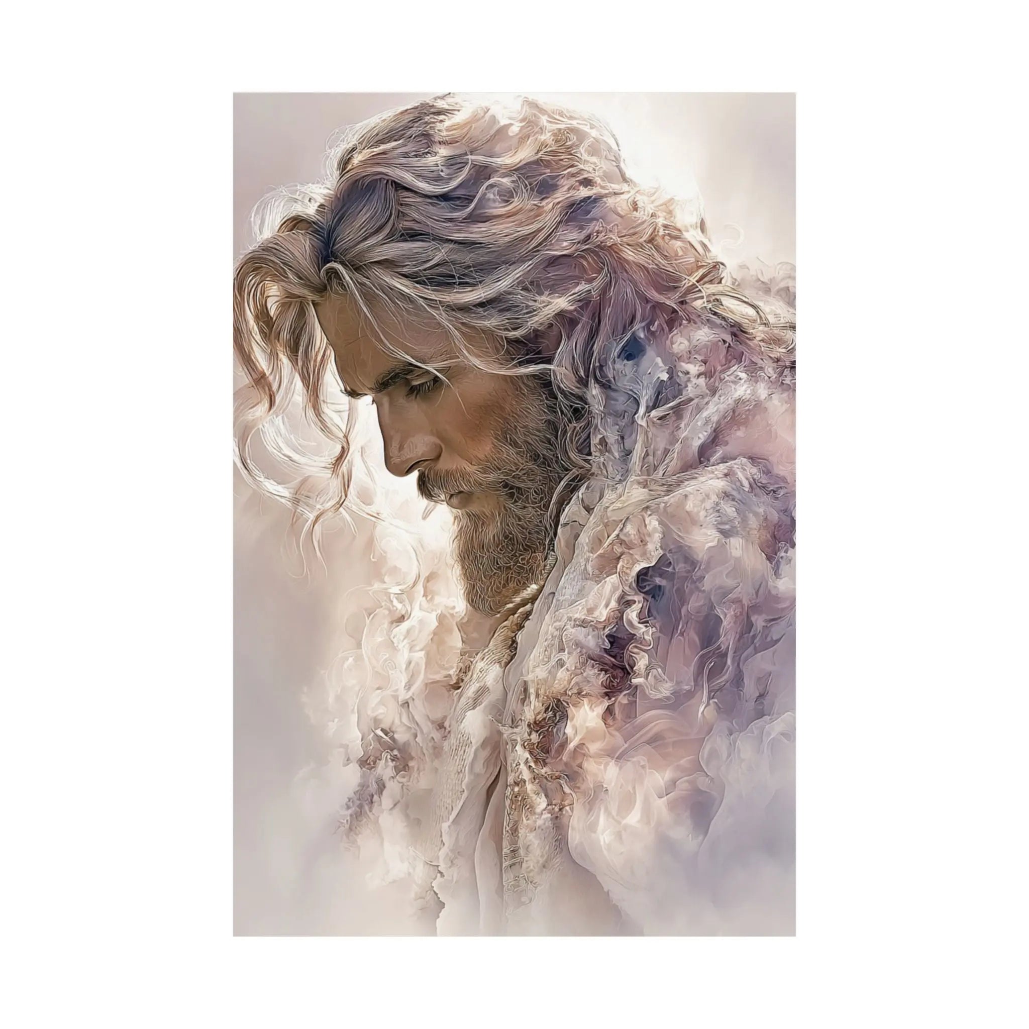 Satin Poster — Ethereal Jesus Figure Art Print (210gsm) Printify