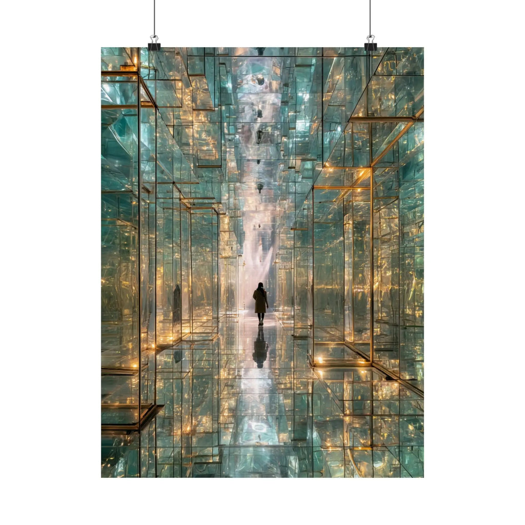 Mirrored Lightscape Satin Poster — Surreal City Reflection Wall Art Printify
