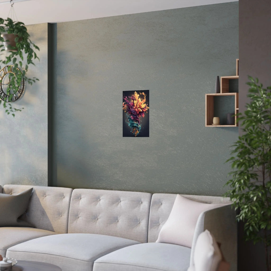 Satin Poster — Vibrant Floral Splash Art Print Printify