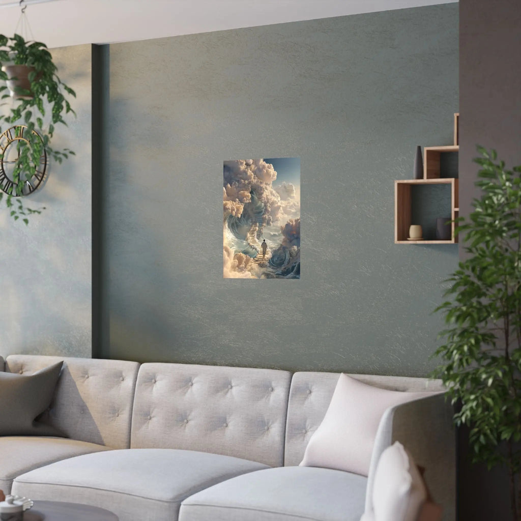 Satin Poster — Dreamy Stairway to the Clouds Wall Art Printify