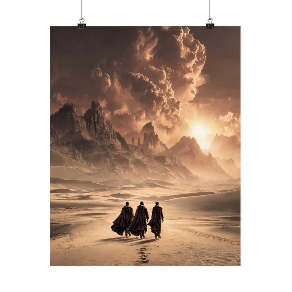 Satin Poster — Desert Pilgrims Fantasy Landscape Art Print Printify