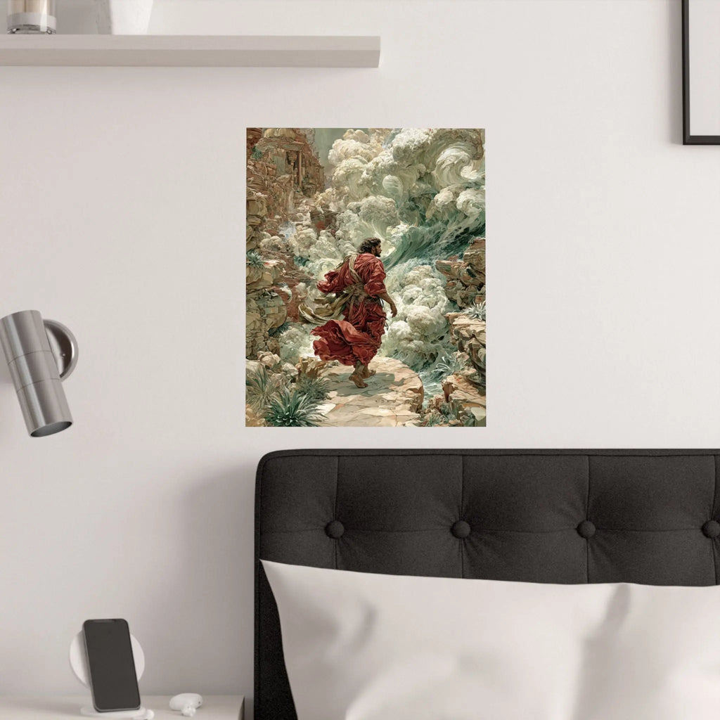 Satin Poster – Dramatic Biblical Parting of the Red Sea Art Print Printify