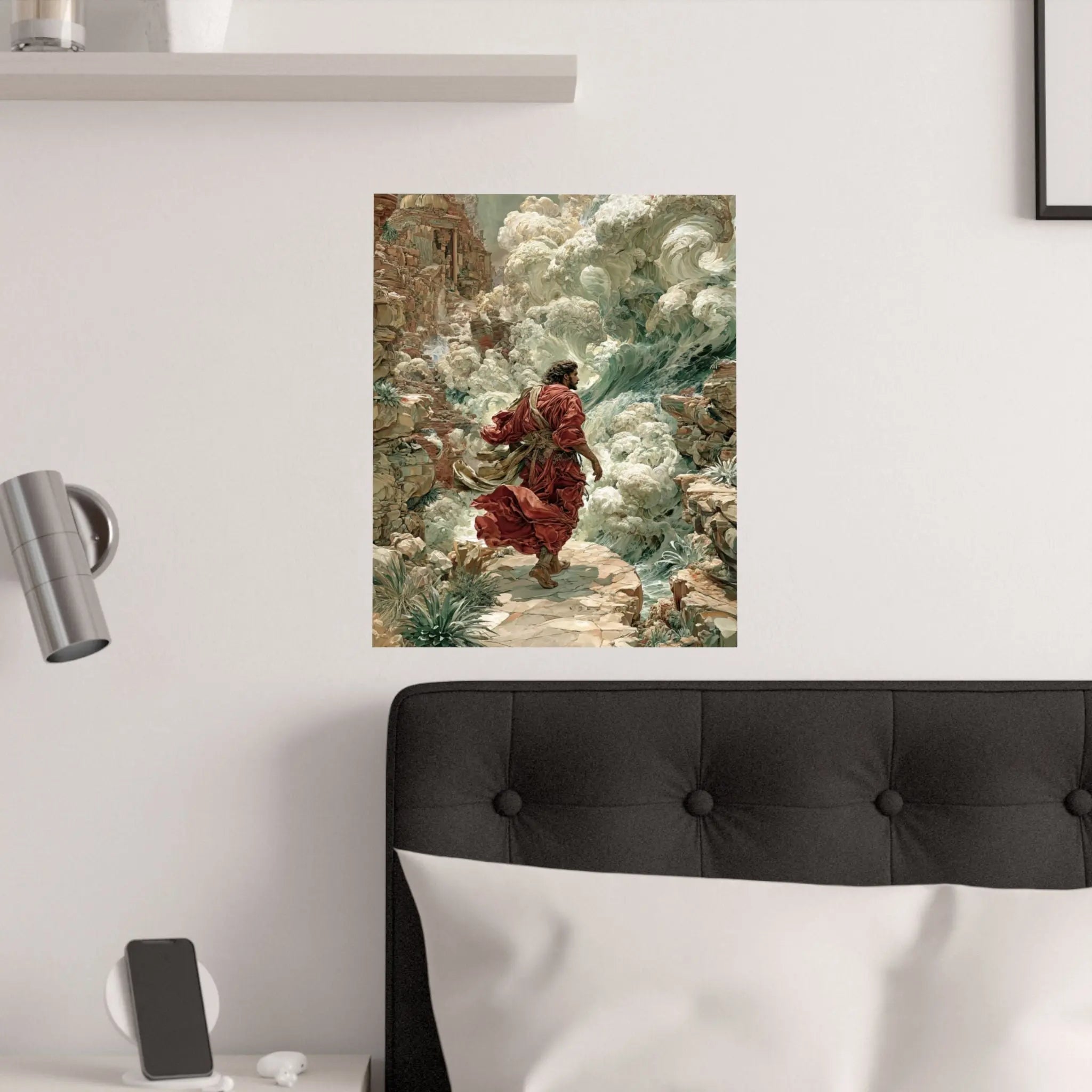 Satin Poster – Dramatic Biblical Parting of the Red Sea Art Print Printify