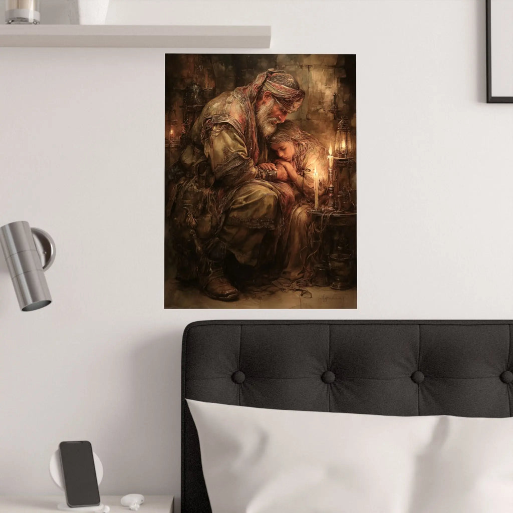 Satin Poster — Warm Rustic Nativity Scene Art Print Printify