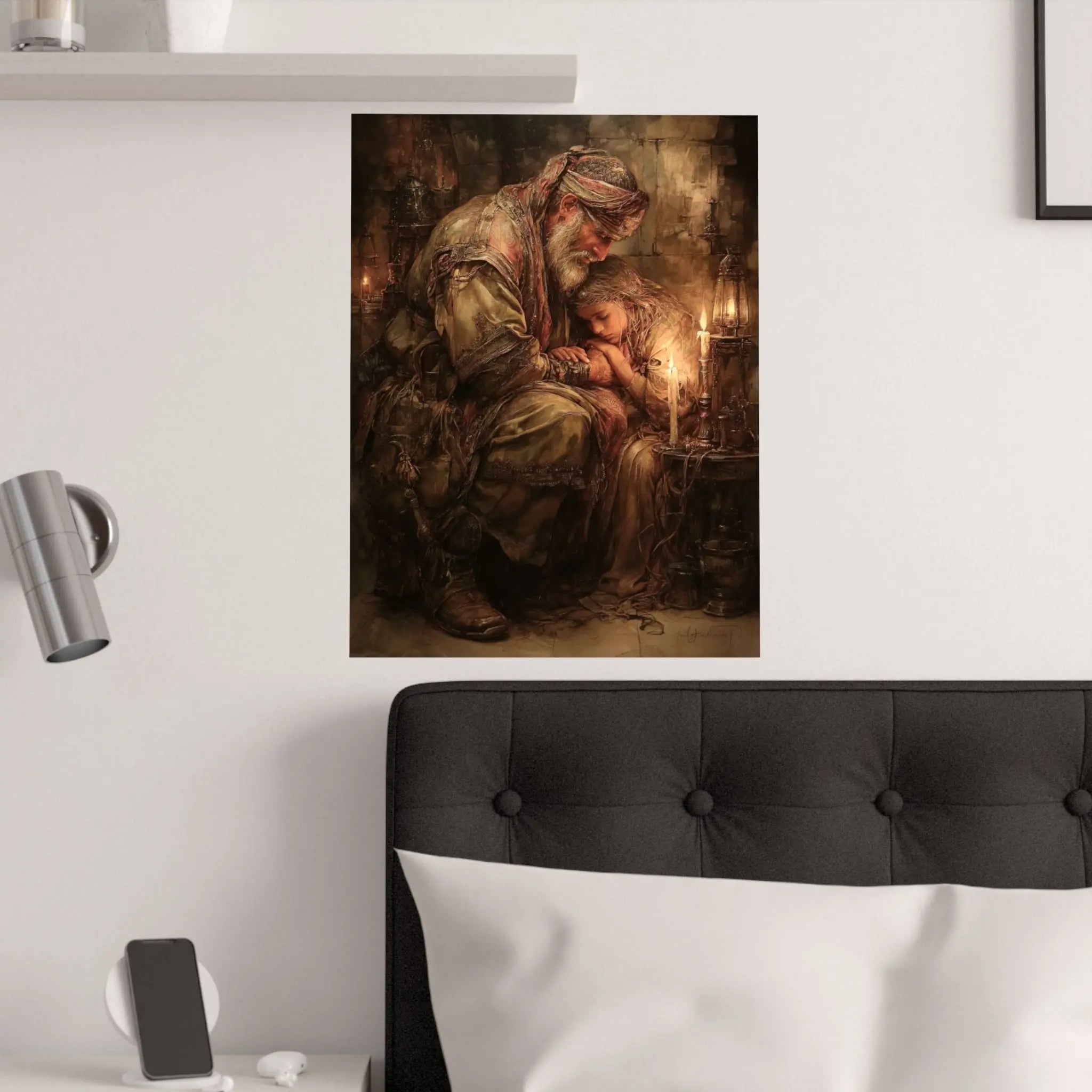 Satin Poster — Warm Rustic Nativity Scene Art Print Printify