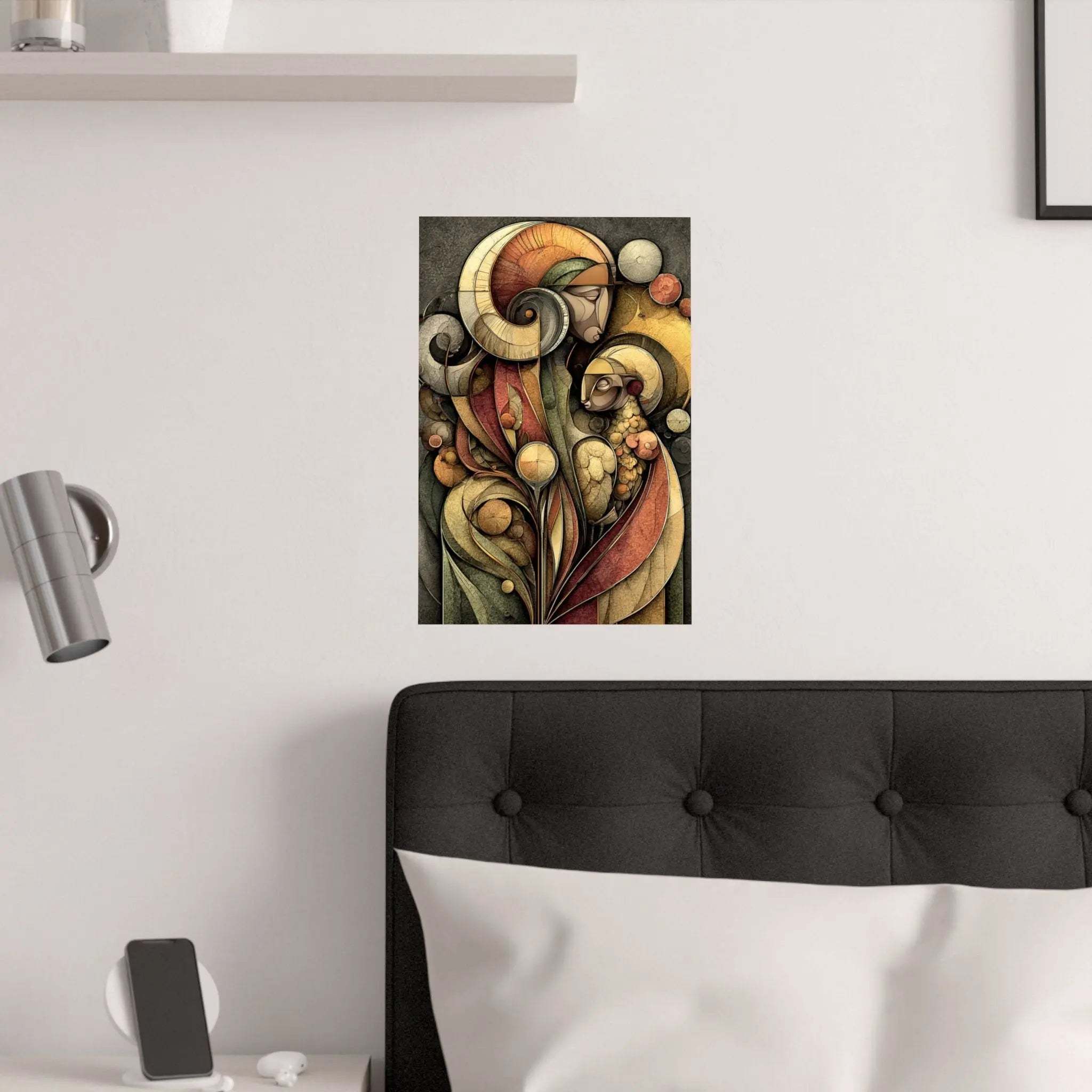 Abstract Floral Figurative Satin Poster — Warm Earth Tones Art Print Printify