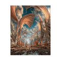 Surreal Cityscape Satin Poster — Dreamlike Bronze Canopy Art Print Printify