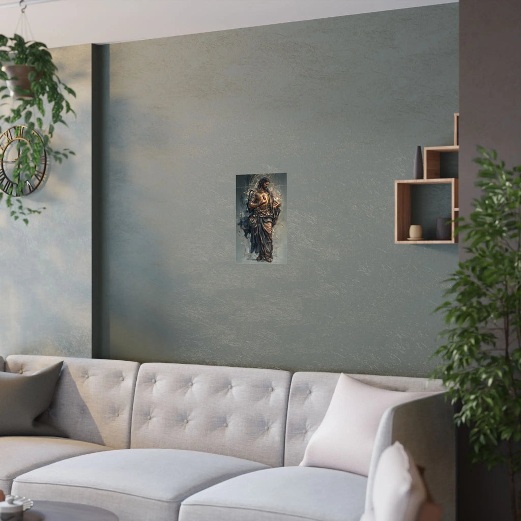 Religious Jesus Heart Satin Poster – Dramatic Sacred Art Wall Print Printify