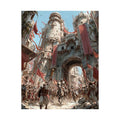 Medieval City Gates Satin Poster — Epic Castle Battle Art Print (210gsm) Printify