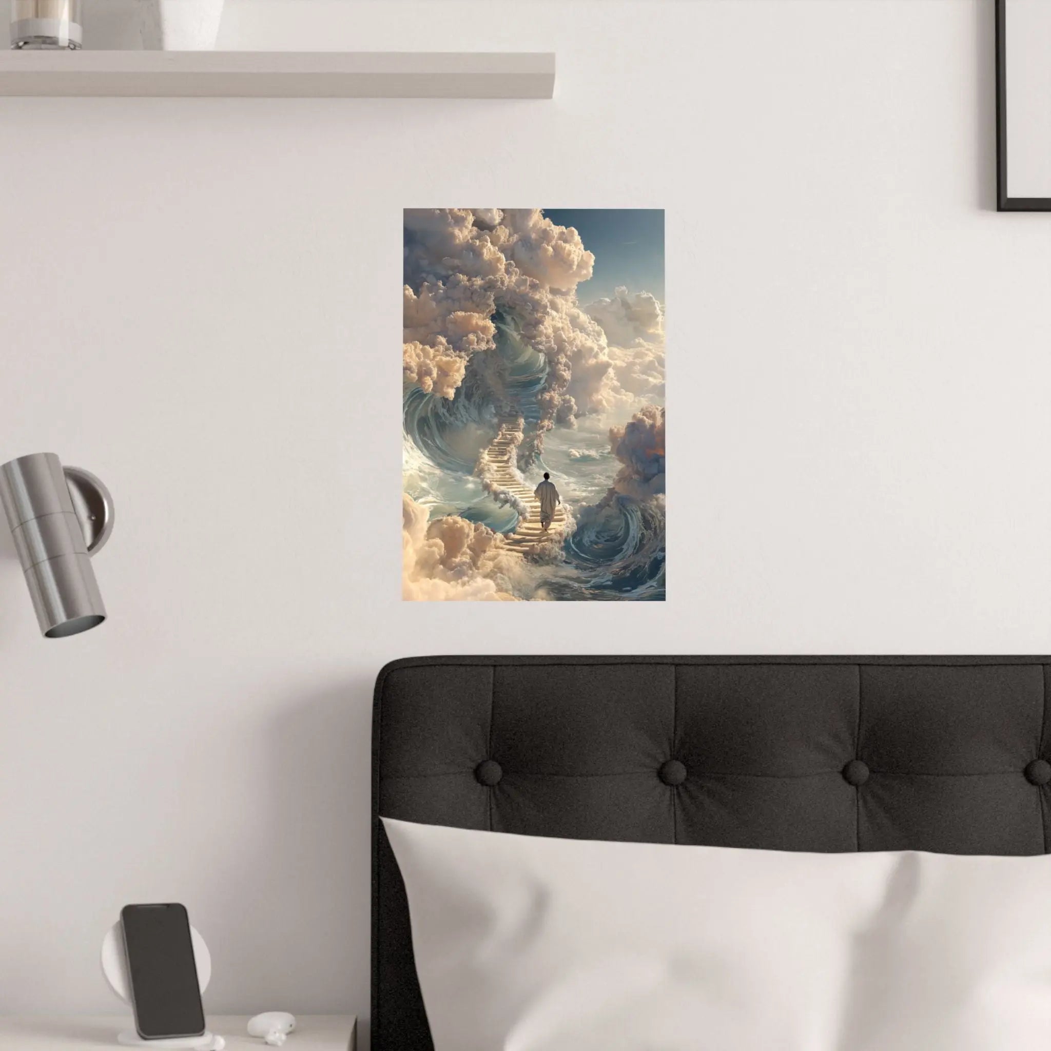 Satin Poster — Dreamy Stairway to the Clouds Wall Art Printify
