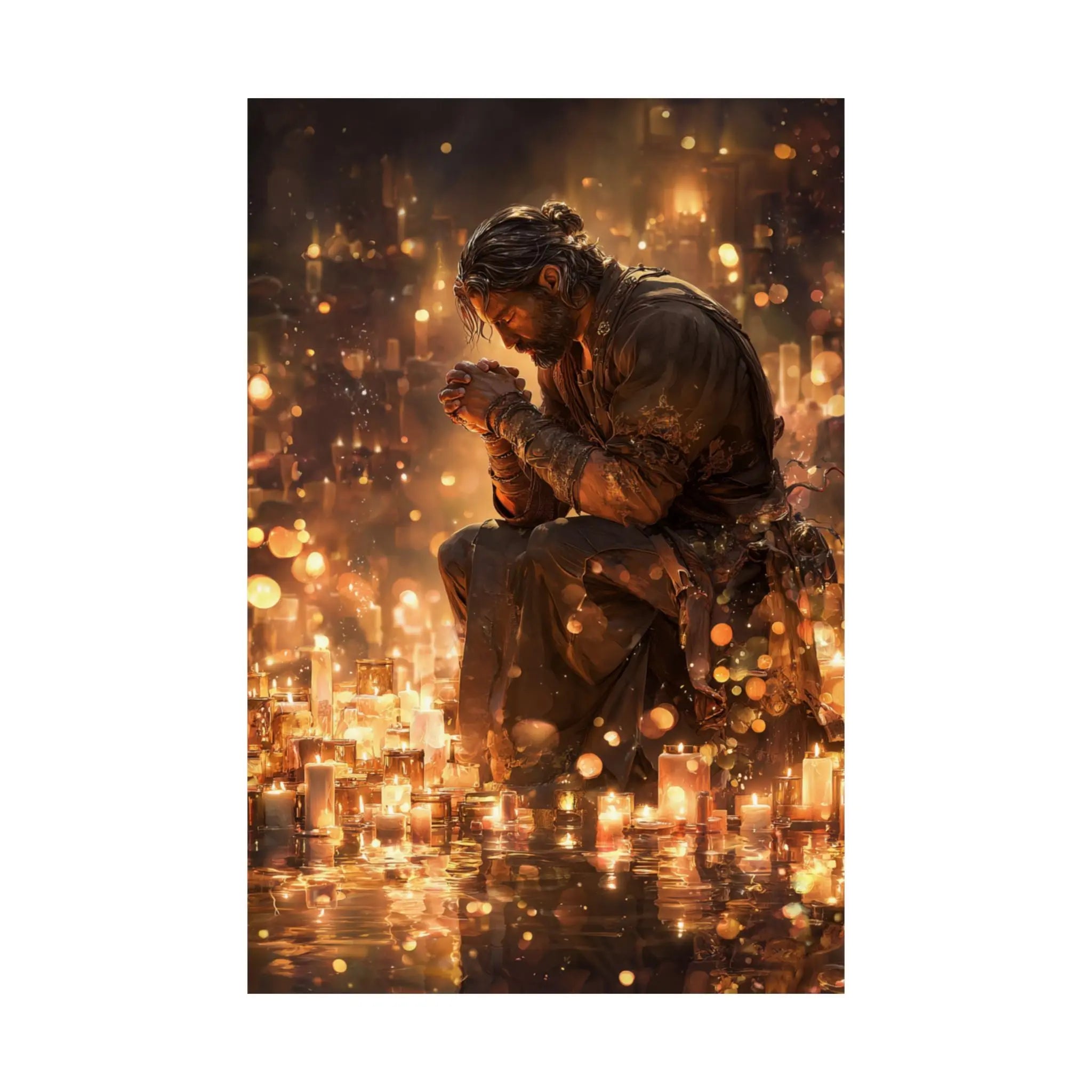 Satin Poster — Reflective Soldier Prayer Art Print (210gsm) Printify