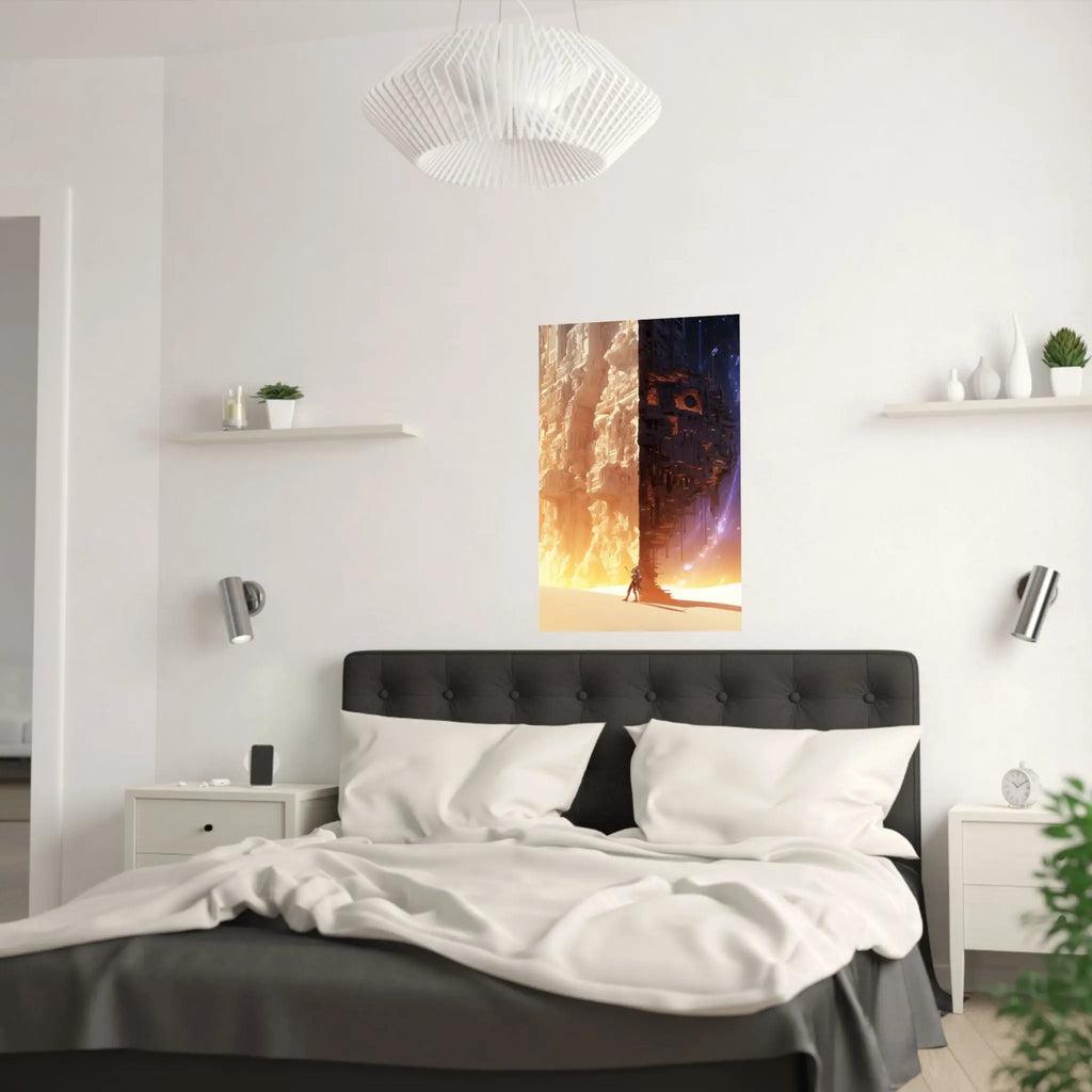 Satin Poster — Sci‑Fi Desert Cityscape Print (210gsm) Printify