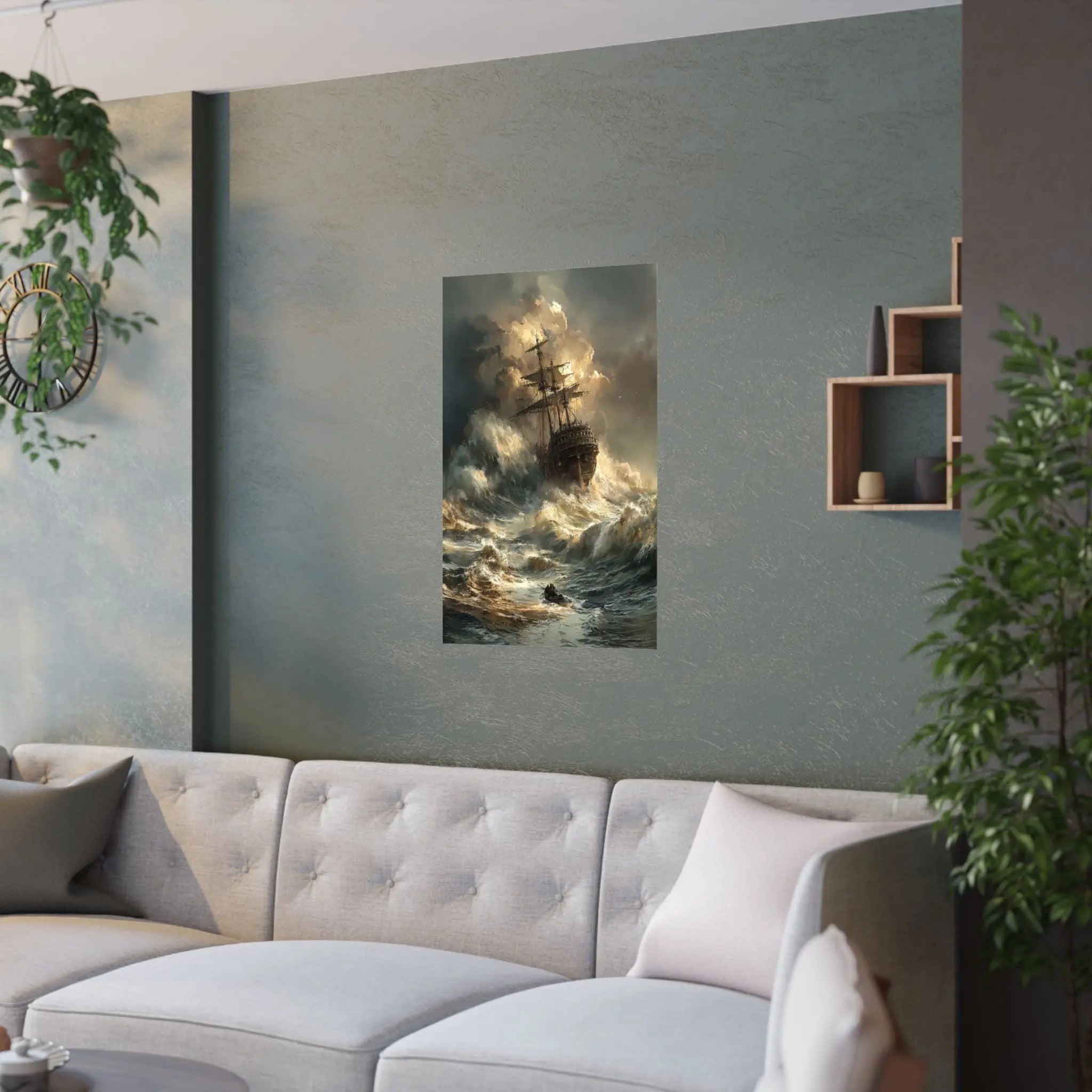 Satin Poster — Stormy Shipwreck Art Print Printify