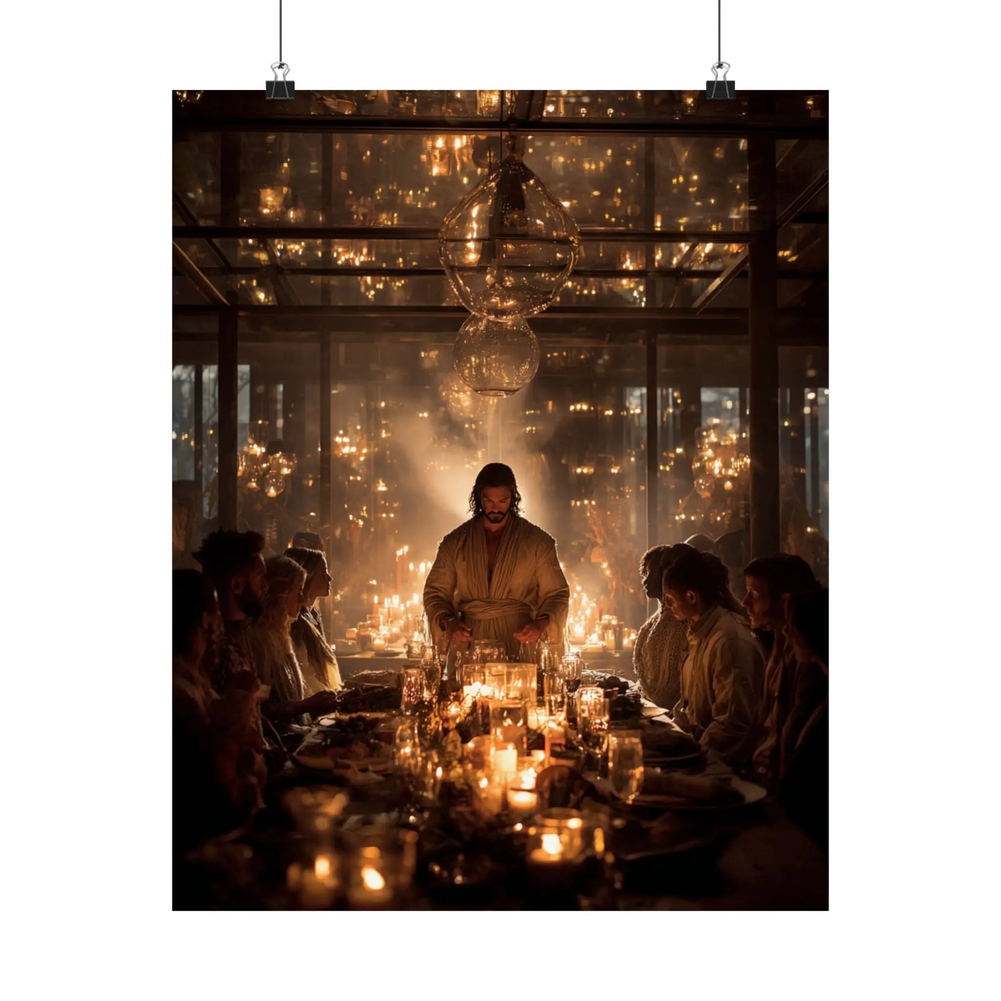 Satin Poster — Candlelit Dinner Scene Wall Art (210gsm) Printify