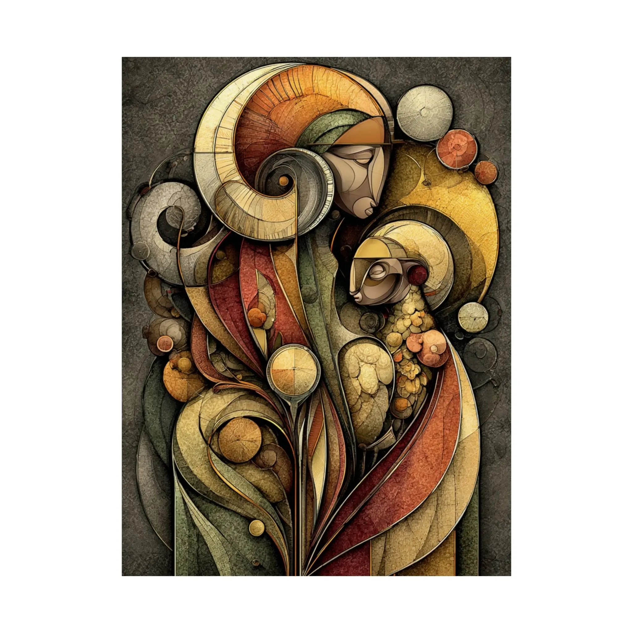 Abstract Floral Figurative Satin Poster — Warm Earth Tones Art Print Printify
