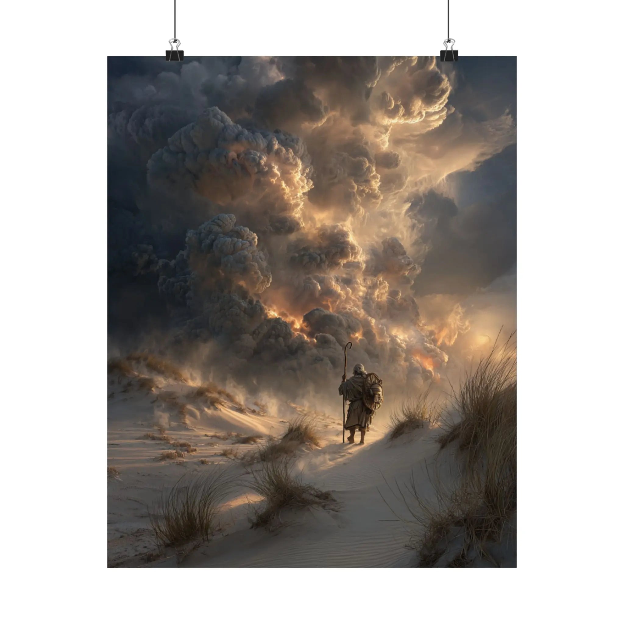 Satin Poster — Lone Rider at Dune Sunset (210gsm) Printify