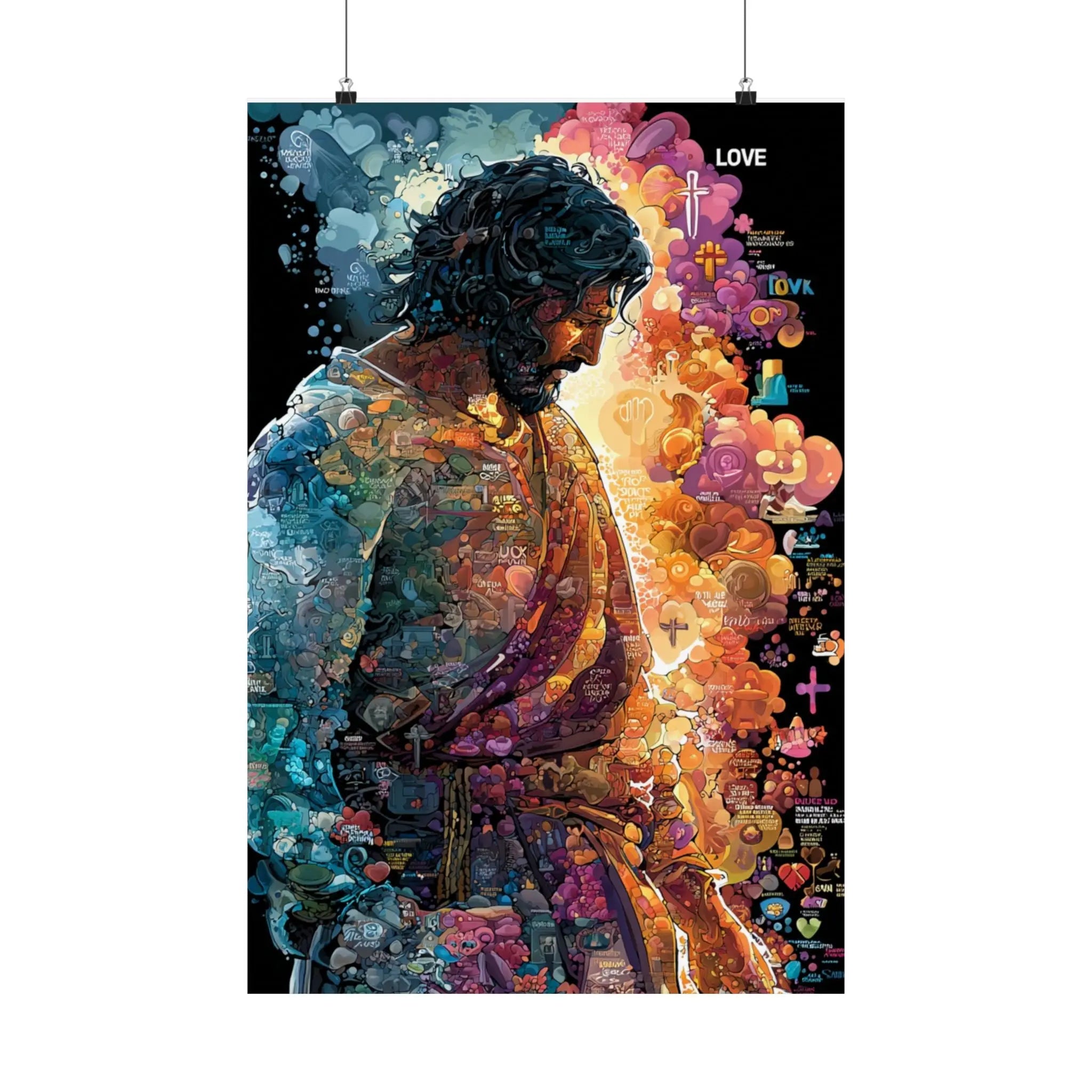 Satin Poster — Colorful Jesus Portrait Art Print (210gsm) Printify