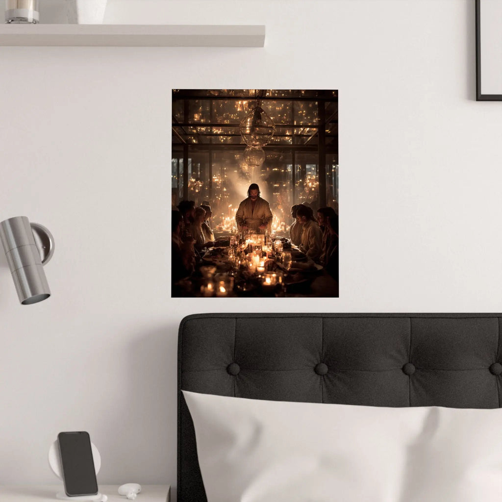 Satin Poster — Candlelit Dinner Scene Wall Art (210gsm) Printify