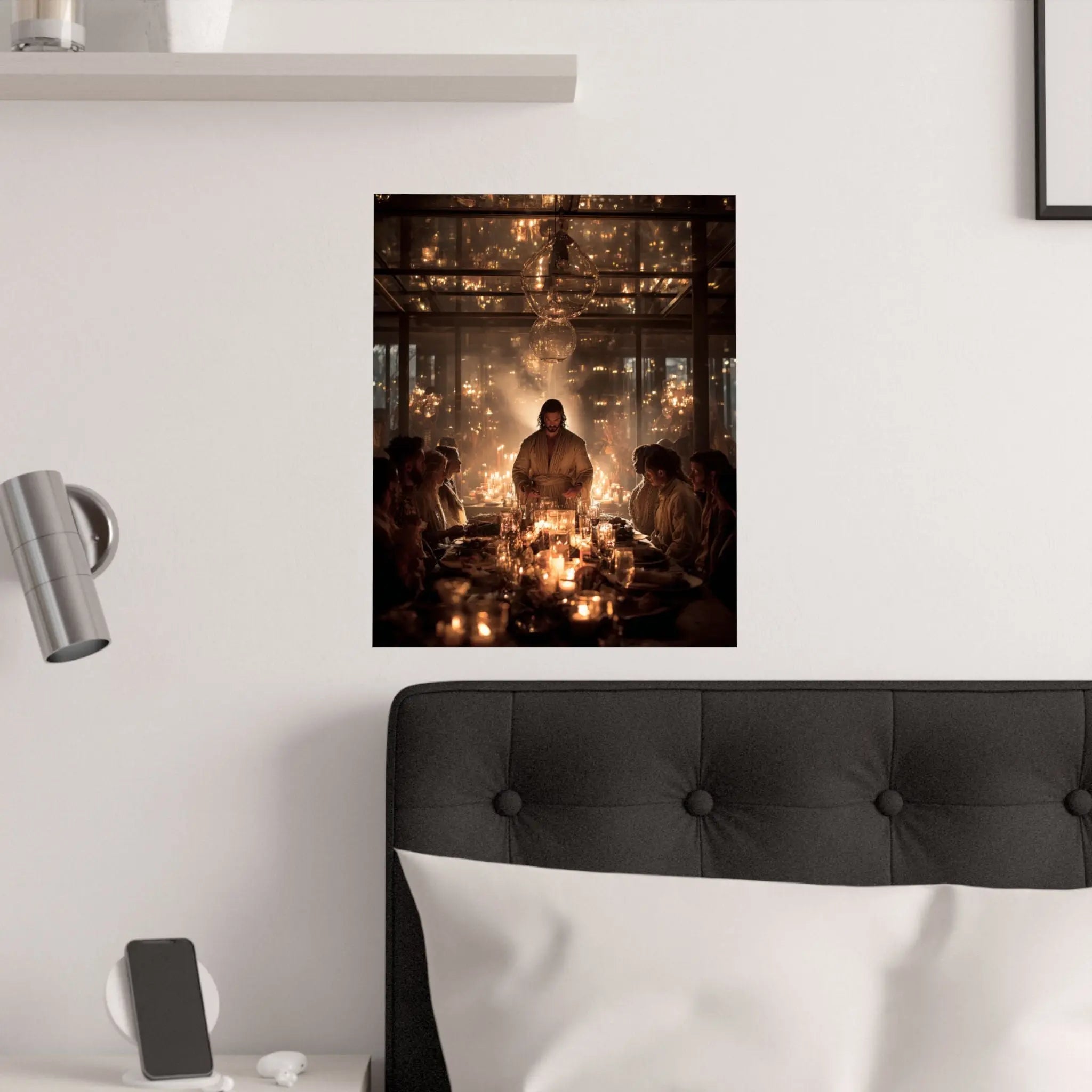 Satin Poster — Candlelit Dinner Scene Wall Art (210gsm) Printify