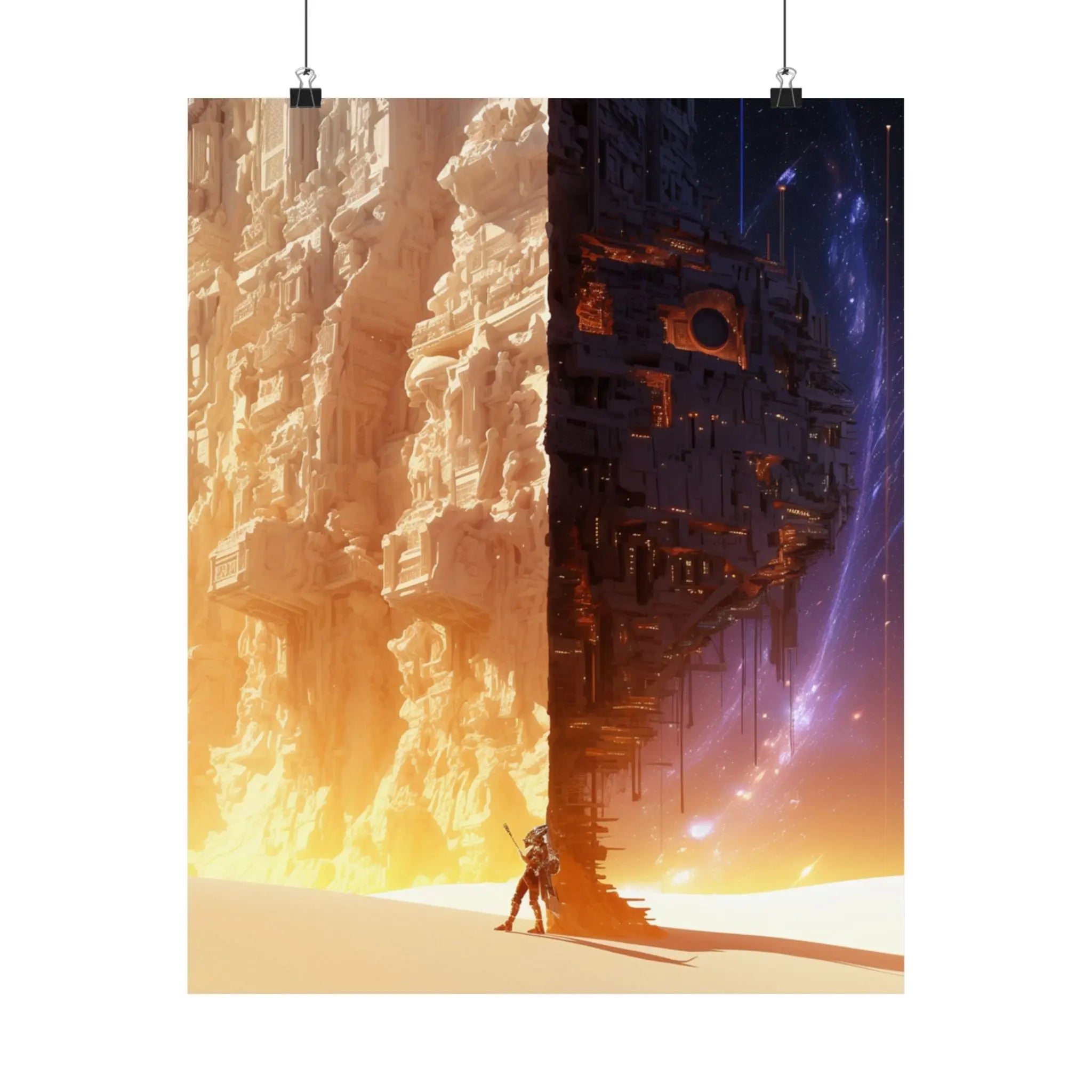 Satin Poster — Sci‑Fi Desert Cityscape Print (210gsm) Printify