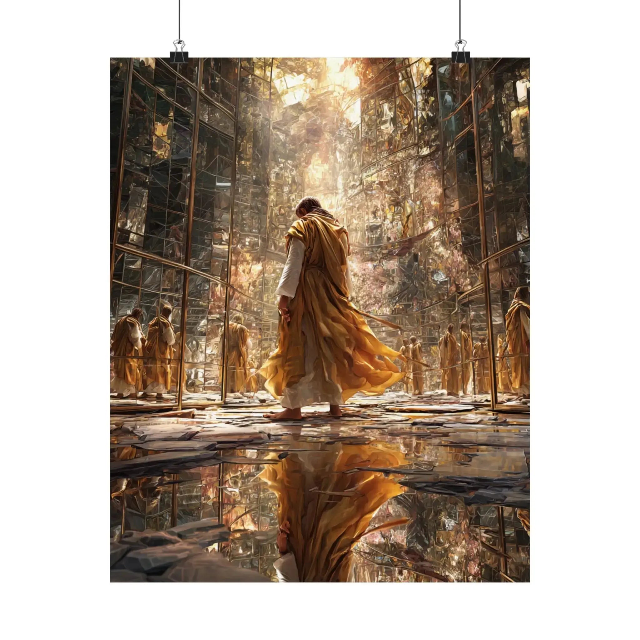 Satin Poster — Golden Monastery Reflection (210gsm) Printify