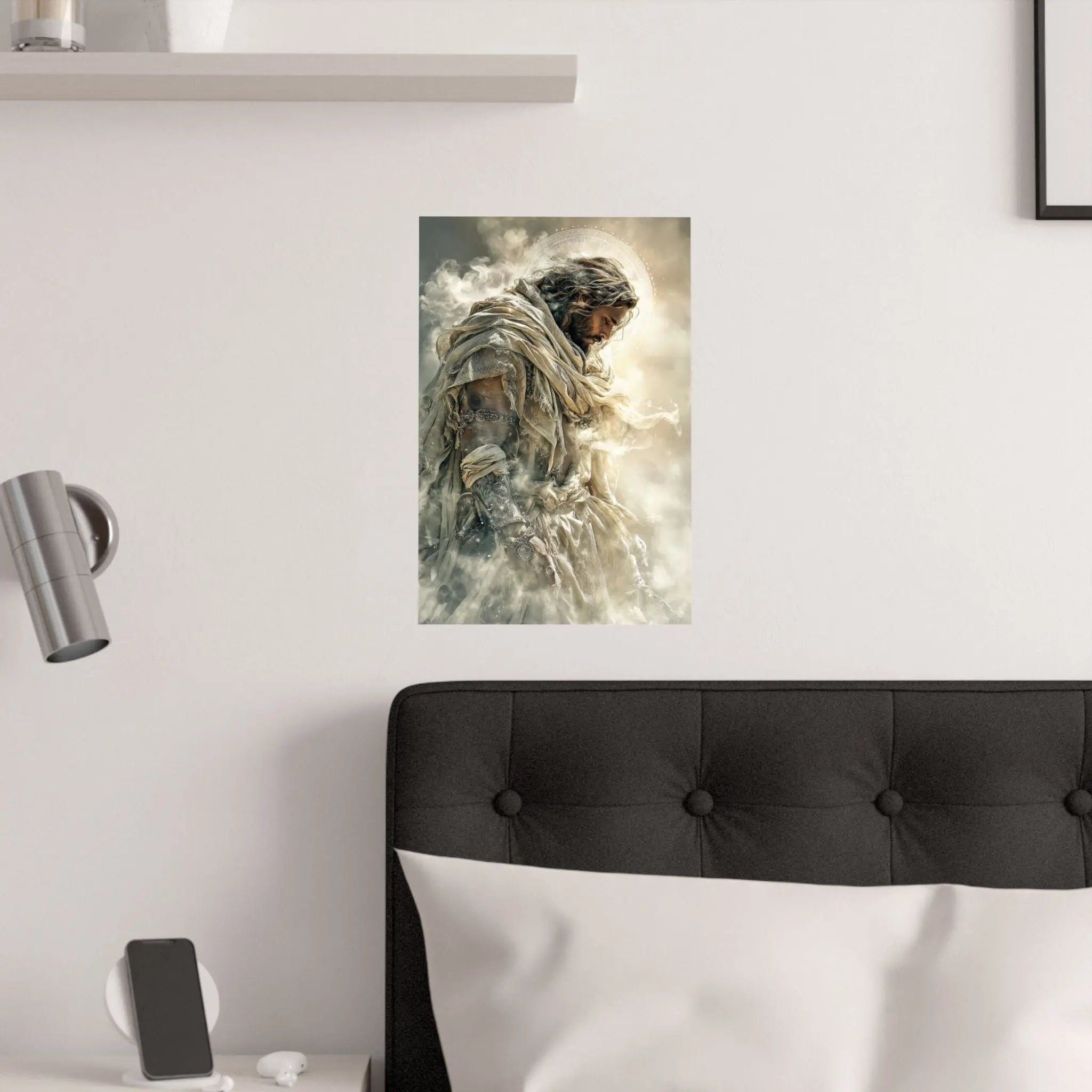 Satin Poster — Reverent Jesus Portrait Art Print (210gsm) Printify