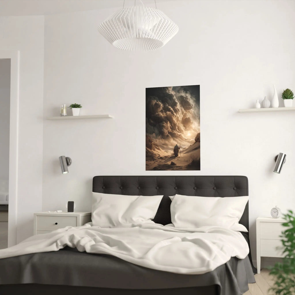 Satin Poster — Desert Pilgrim Fantasy Landscape Art Print Printify
