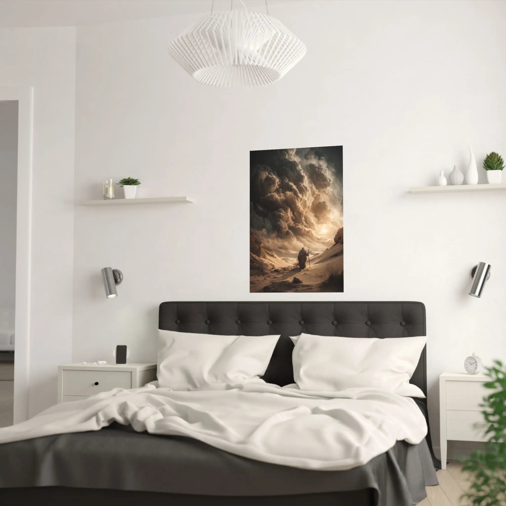 Satin Poster — Desert Pilgrim Fantasy Landscape Art Print Printify