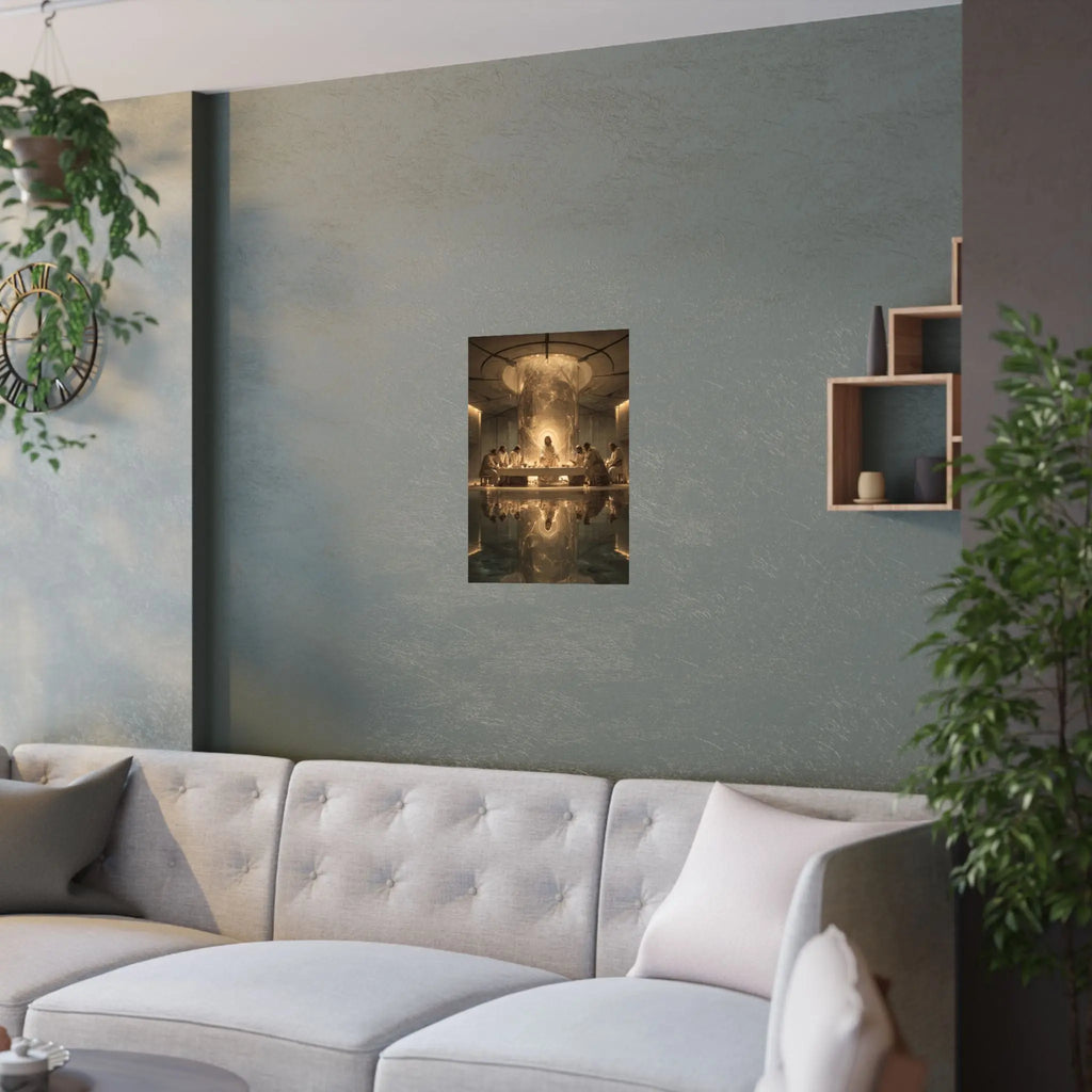 Satin Poster — Golden Last Supper Reflection Art Print (210gsm) Printify