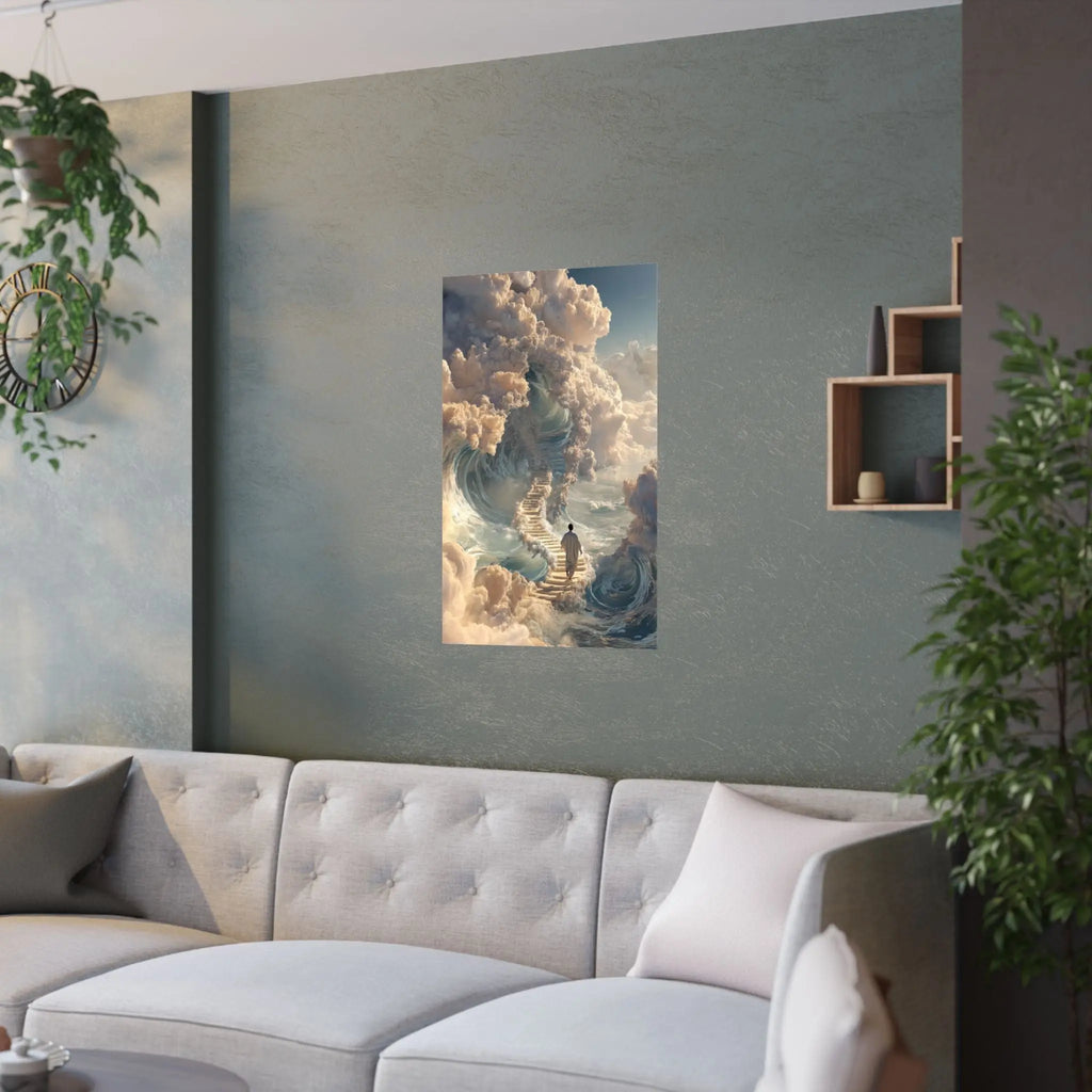 Satin Poster — Dreamy Stairway to the Clouds Wall Art Printify