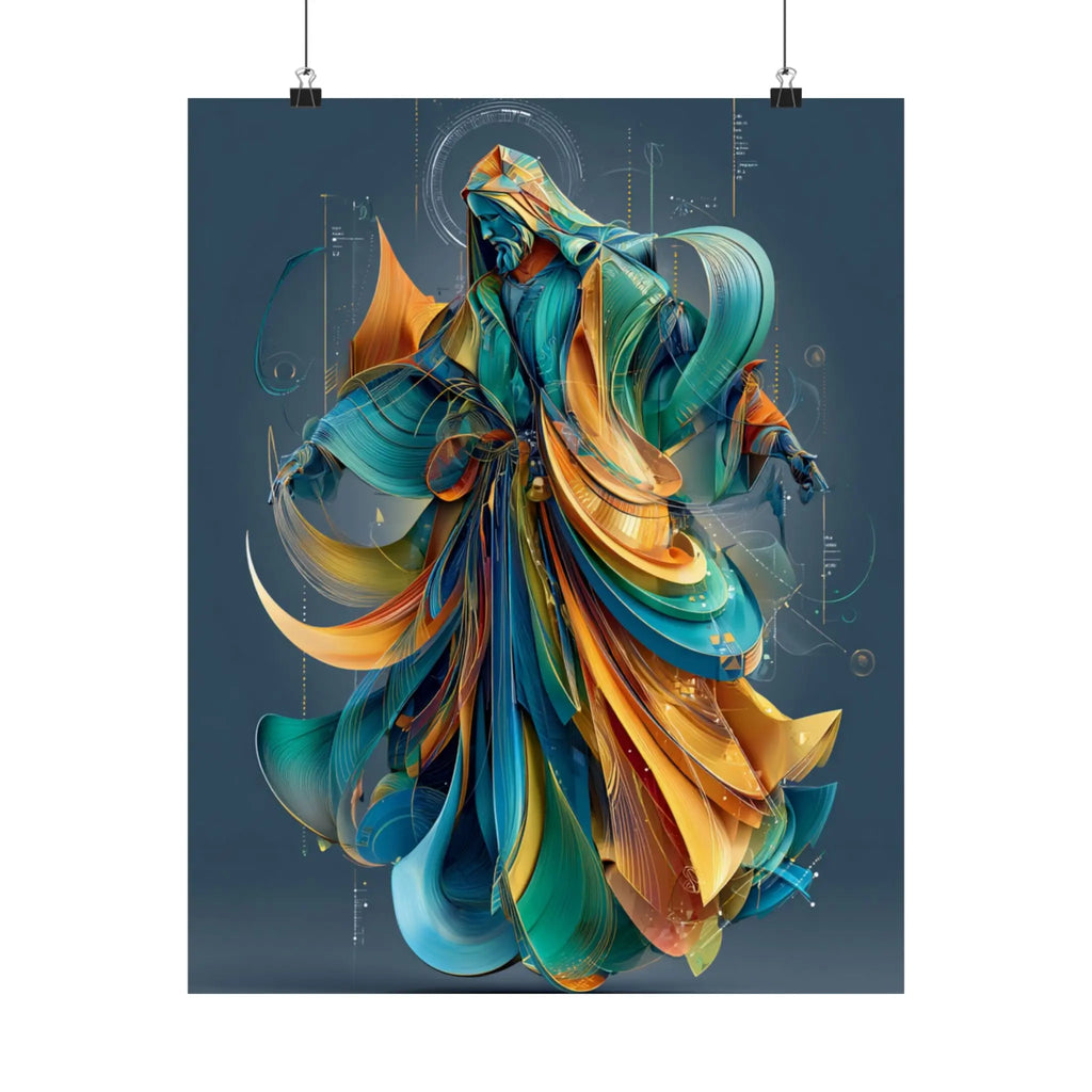 Satin Poster — Abstract Flowing Robe Digital Art (210gsm) Printify