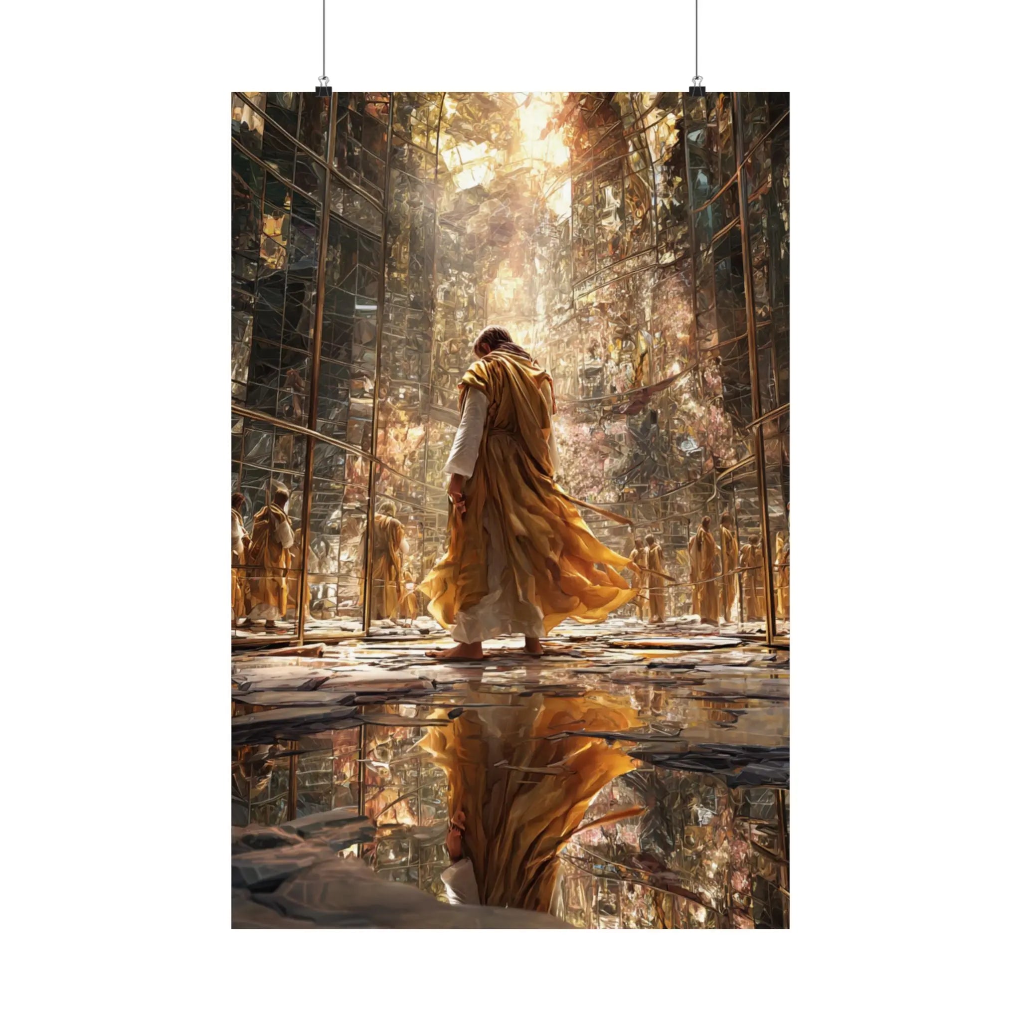 Satin Poster — Golden Monastery Reflection (210gsm) Printify
