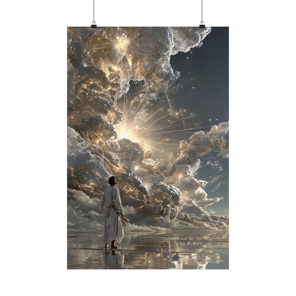 Satin Poster - Heavenly Light Surreal Art Print Printify