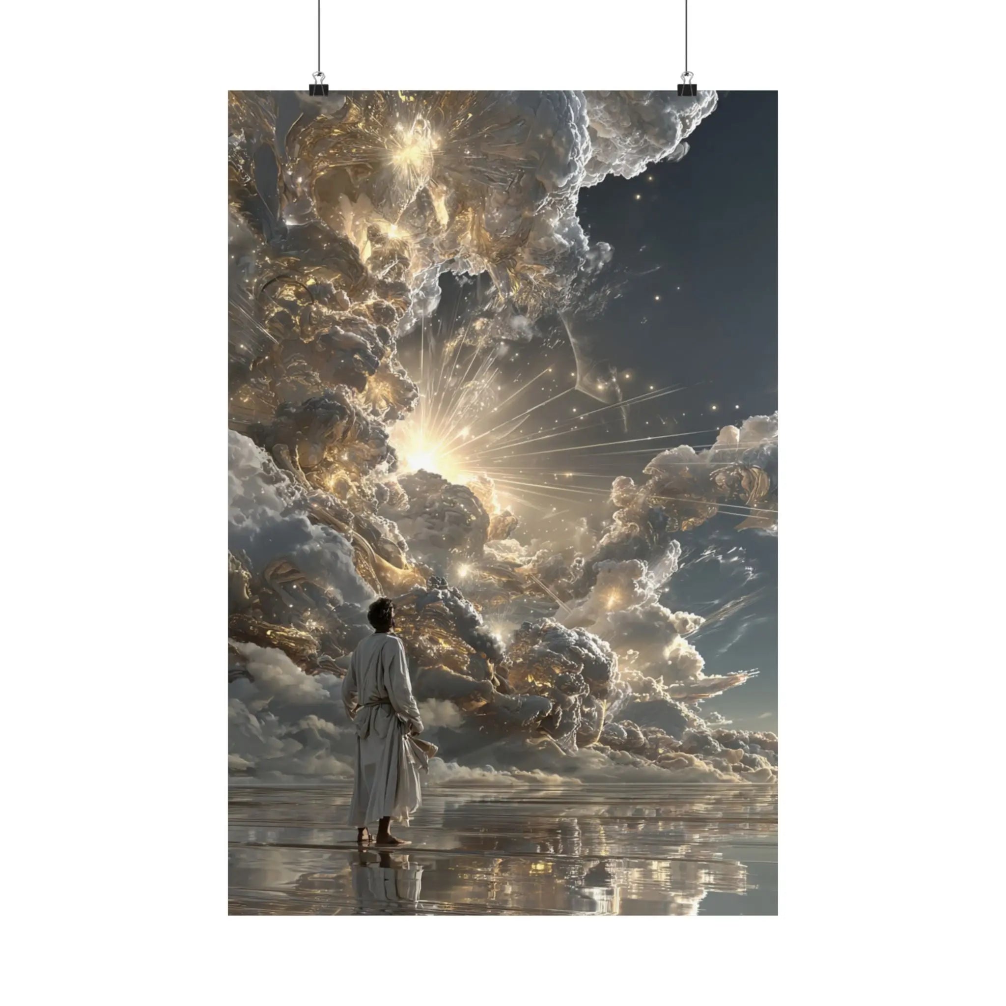 Satin Poster - Heavenly Light Surreal Art Print Printify
