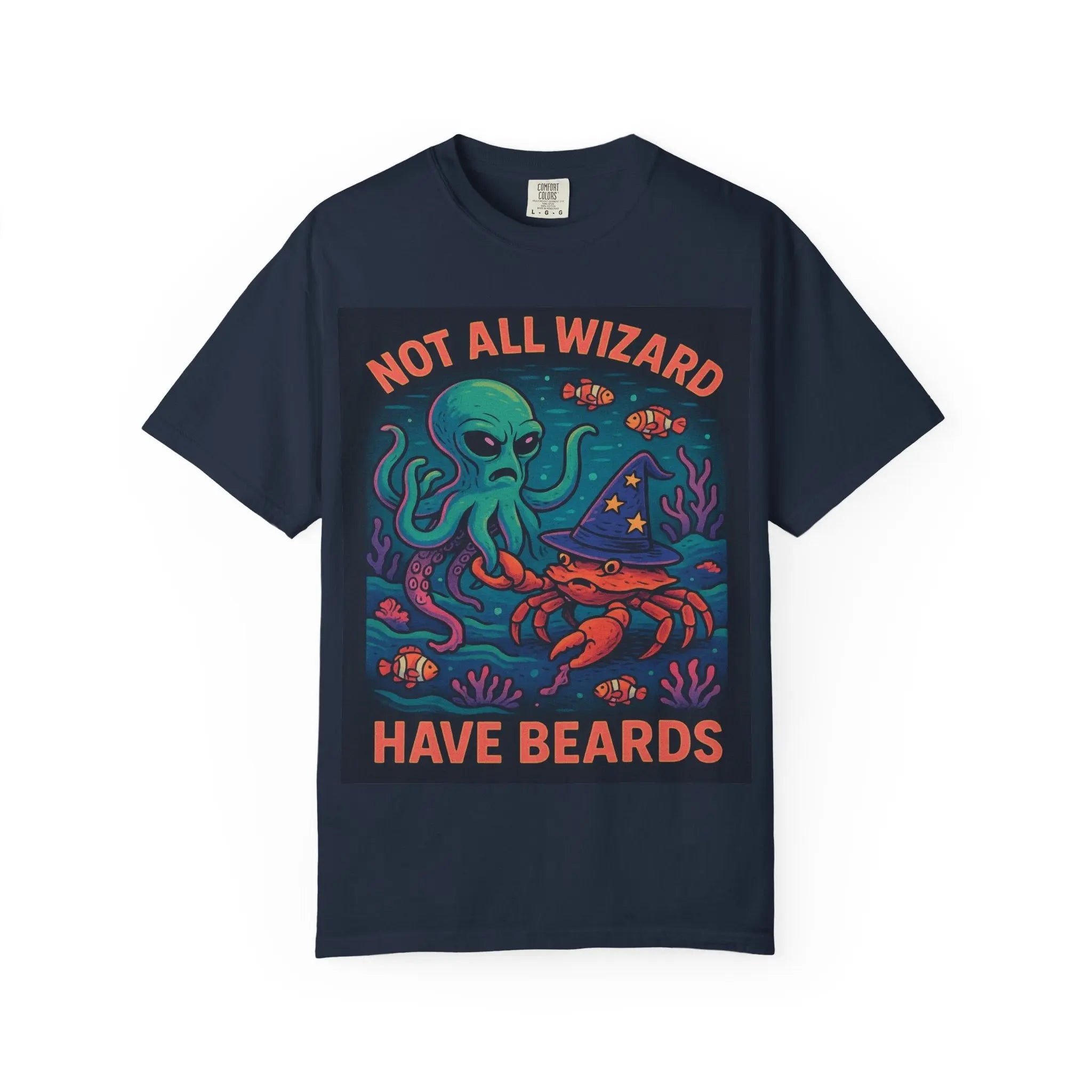 Funny Octopus & Crab T-Shirt - "Not All Wizards Have Beards" Printify