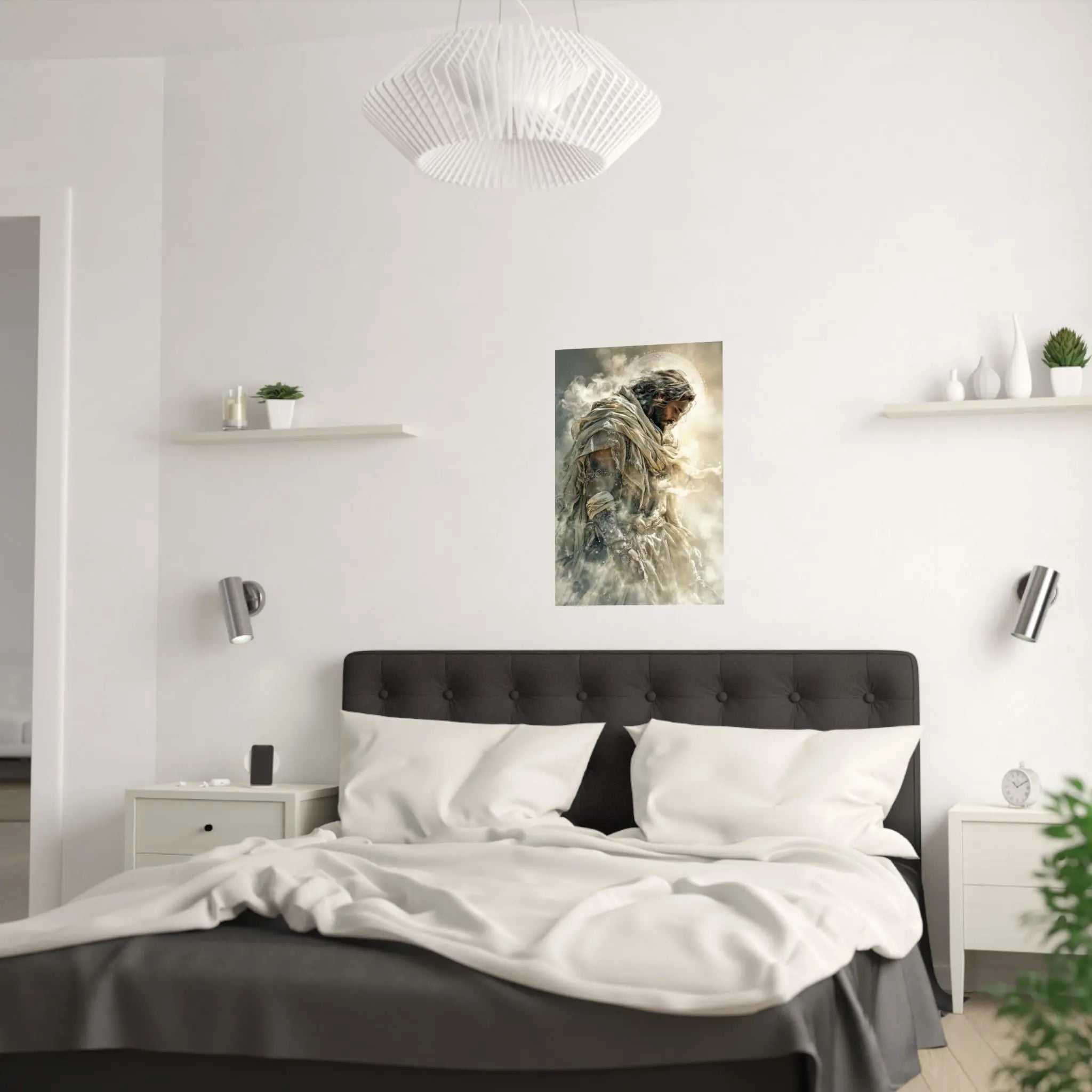 Satin Poster — Reverent Jesus Portrait Art Print (210gsm) Printify