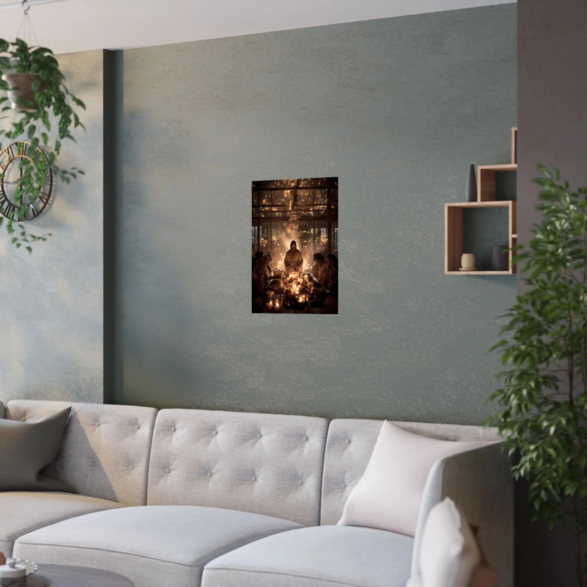 Satin Poster — Candlelit Dinner Scene Wall Art (210gsm) Printify