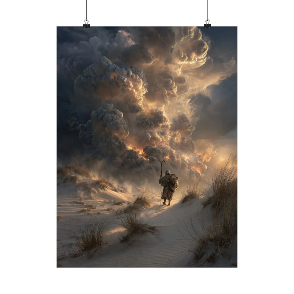 Satin Poster — Lone Rider at Dune Sunset (210gsm) Printify
