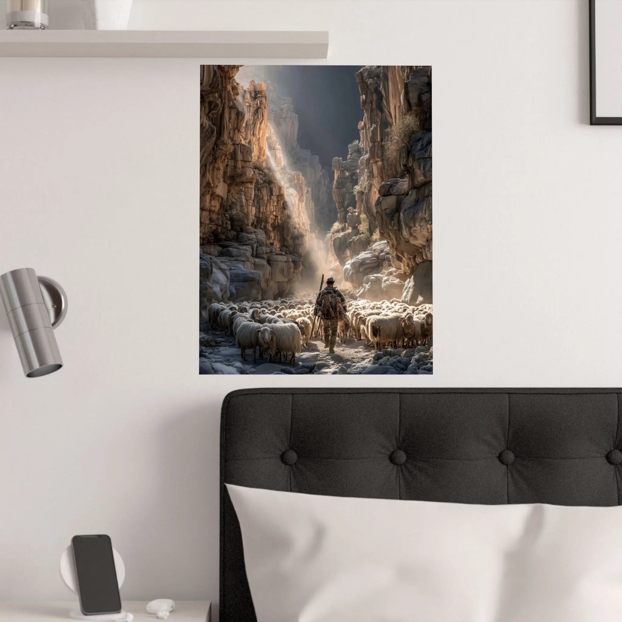 Satin Poster — Shepherd in Canyon: Dramatic Scenic Wall Art (210gsm Satin) Printify
