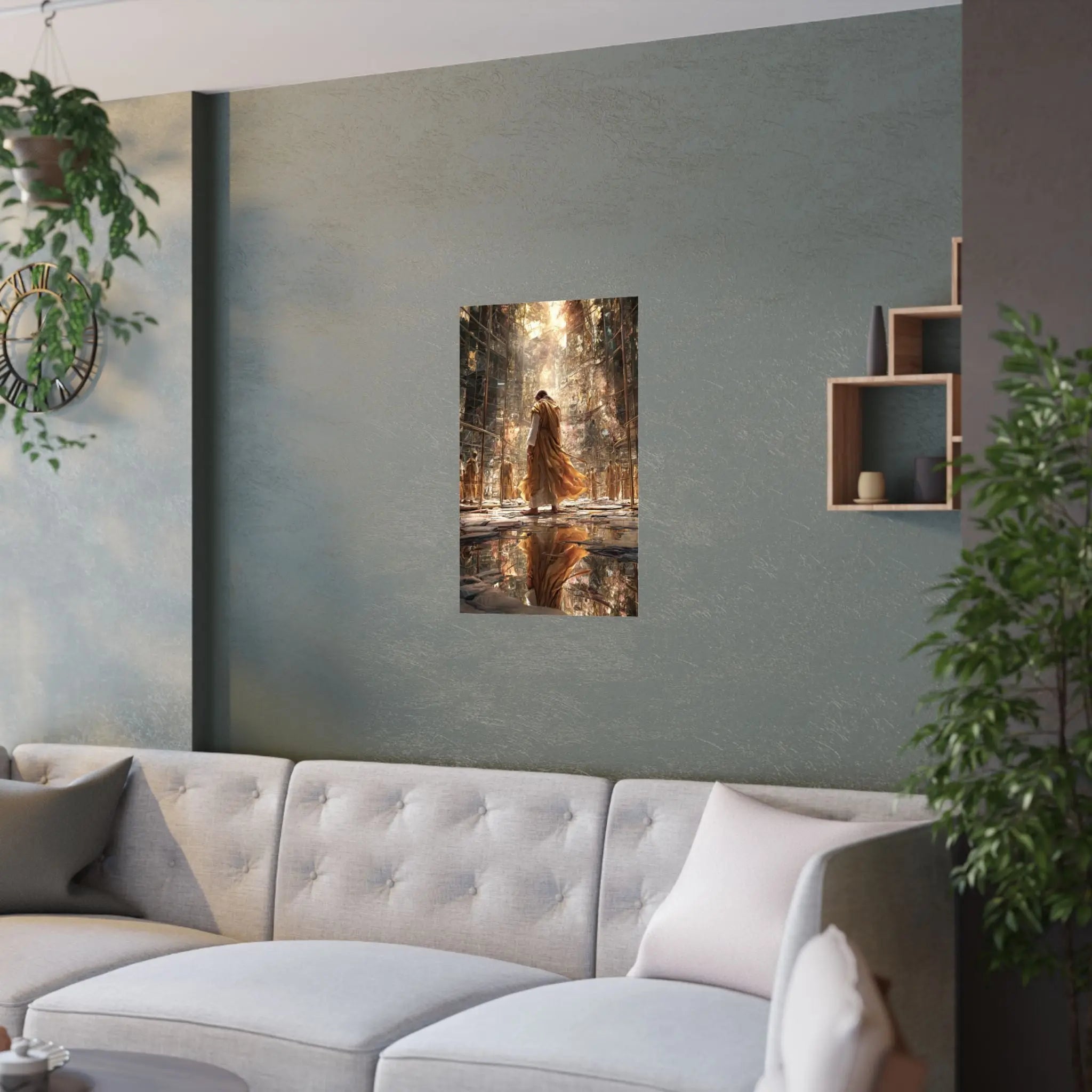 Satin Poster — Golden Monastery Reflection (210gsm) Printify