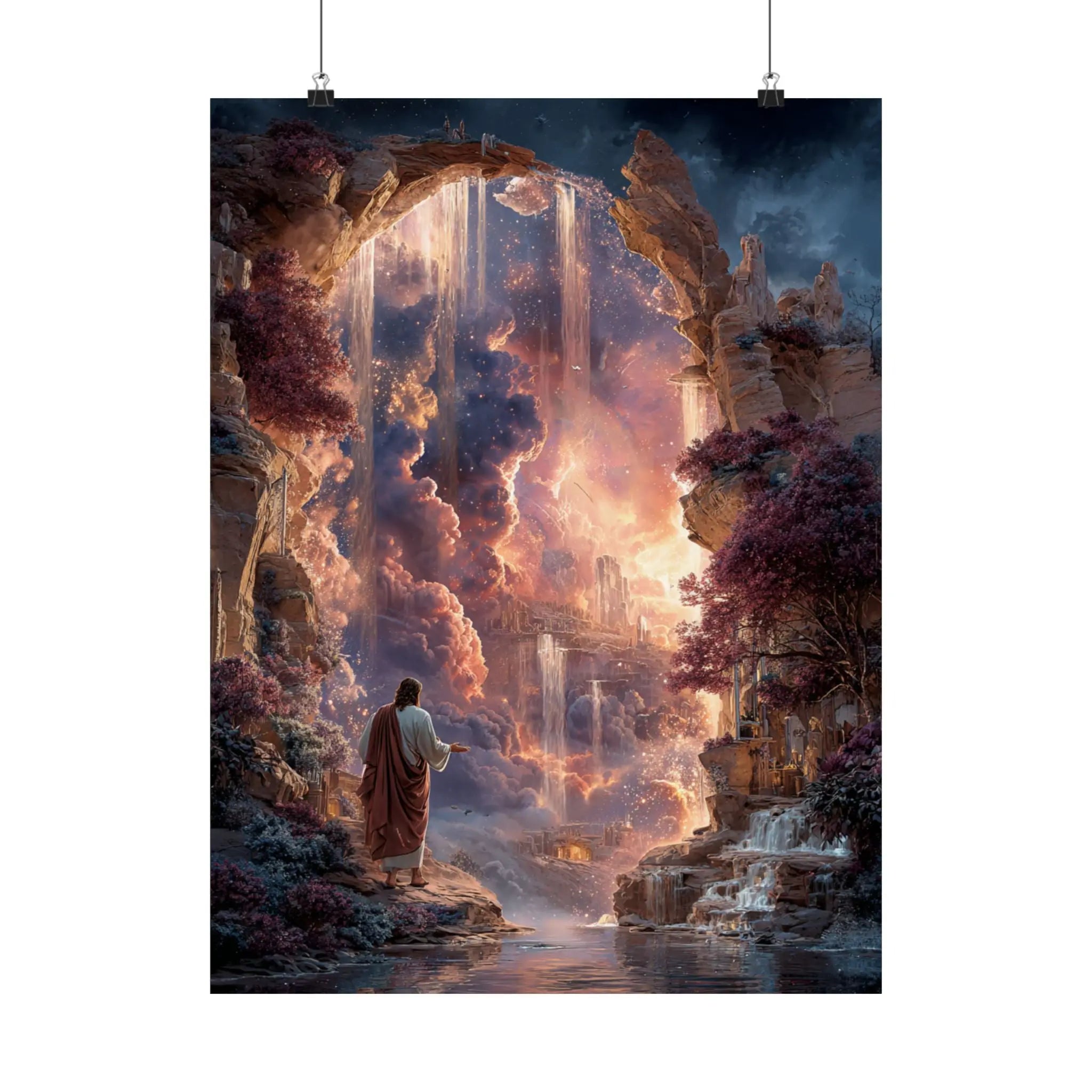 Heavenly Gateway Satin Poster Printify