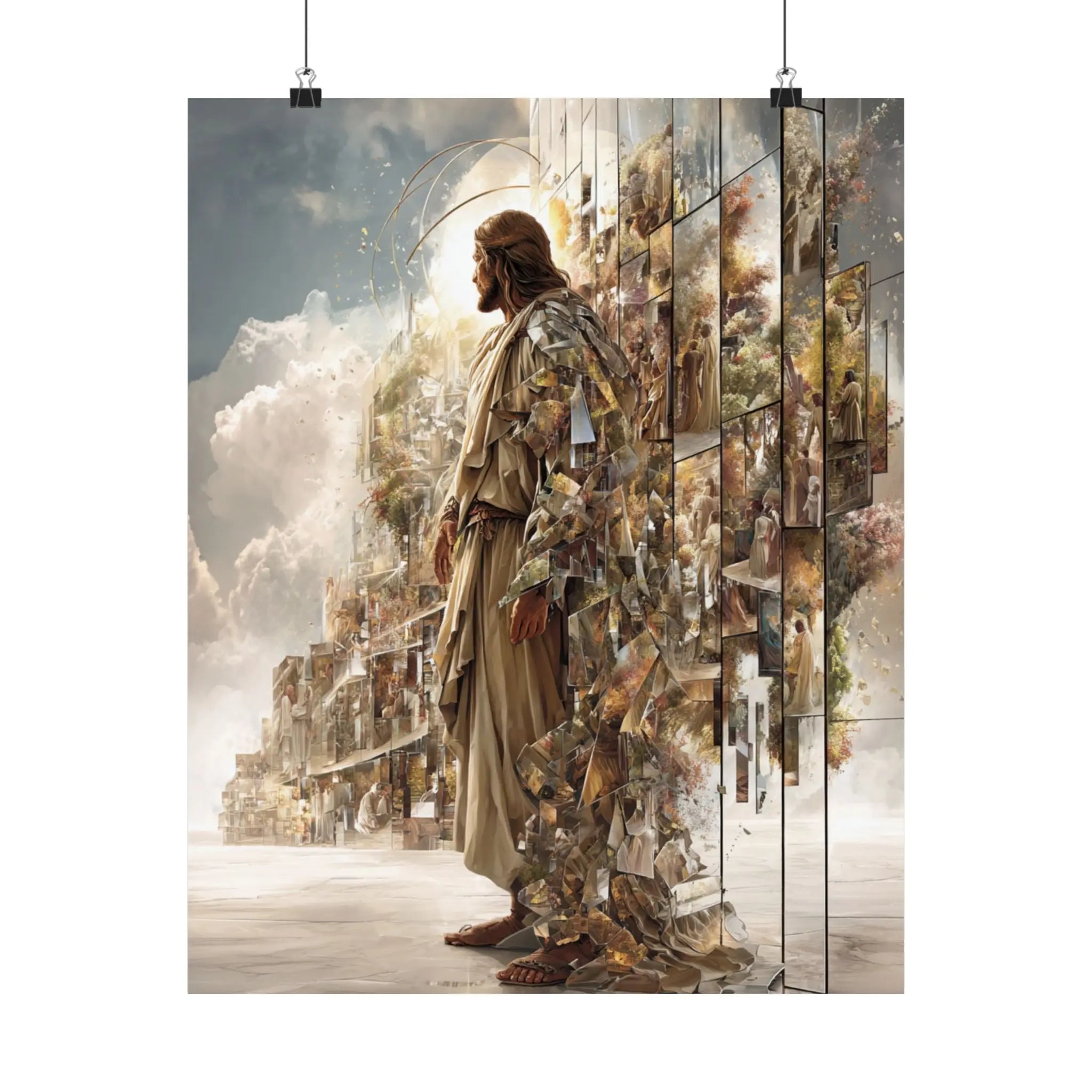 Jesus in Glory Satin Poster – Inspirational Religious Wall Art (210gsm) Printify