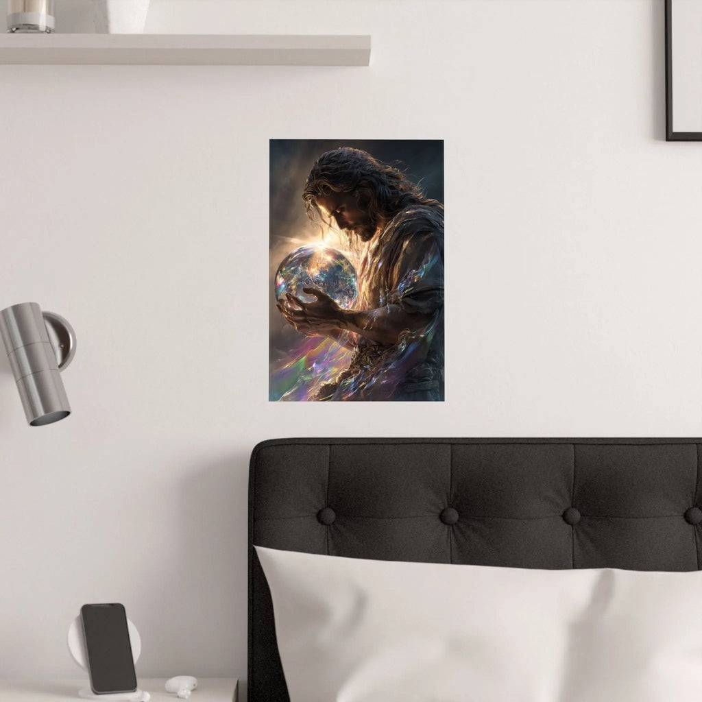 Satin Poster — Jesus Guardian of the World Fantasy Art Print Printify