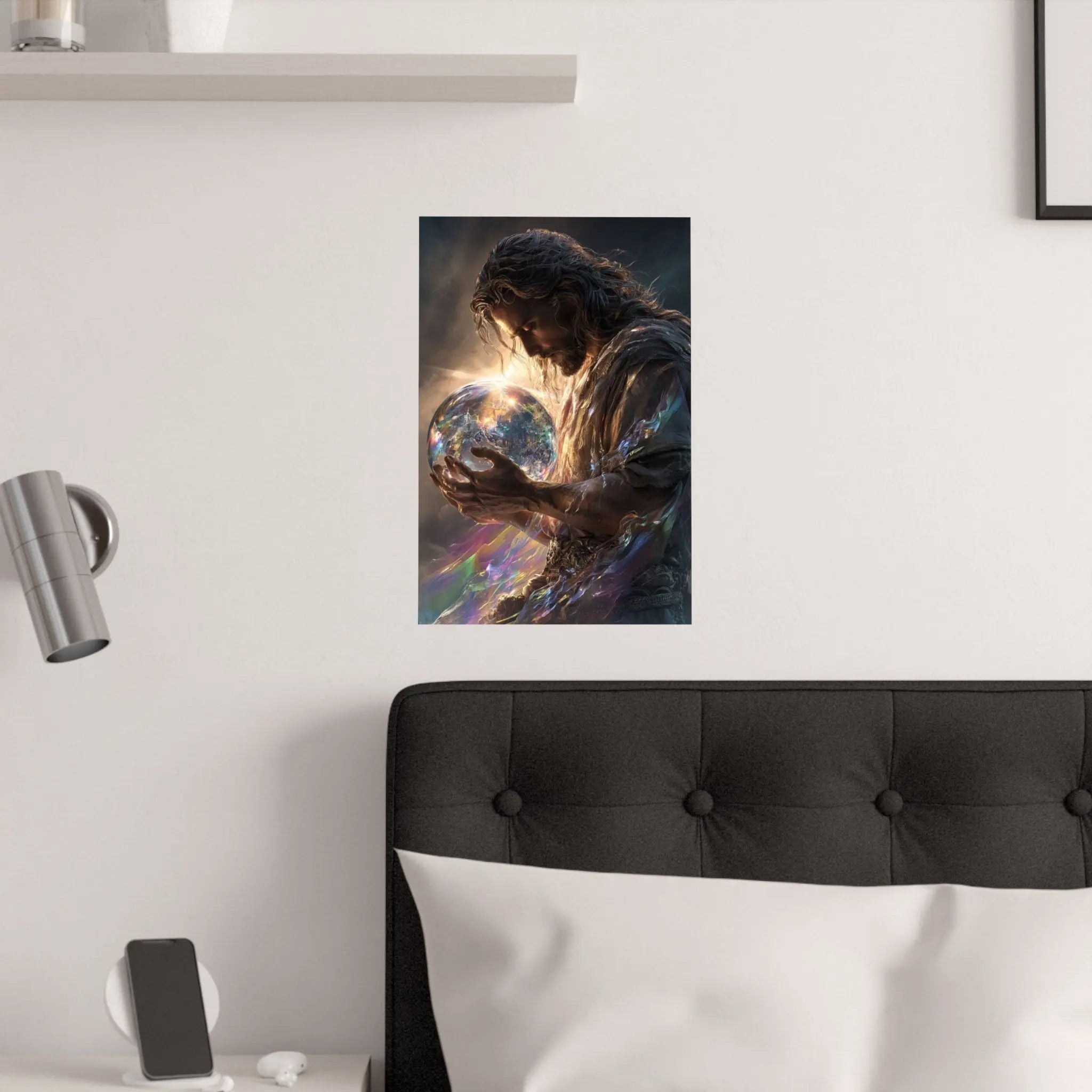 Satin Poster — Jesus Guardian of the World Fantasy Art Print Printify