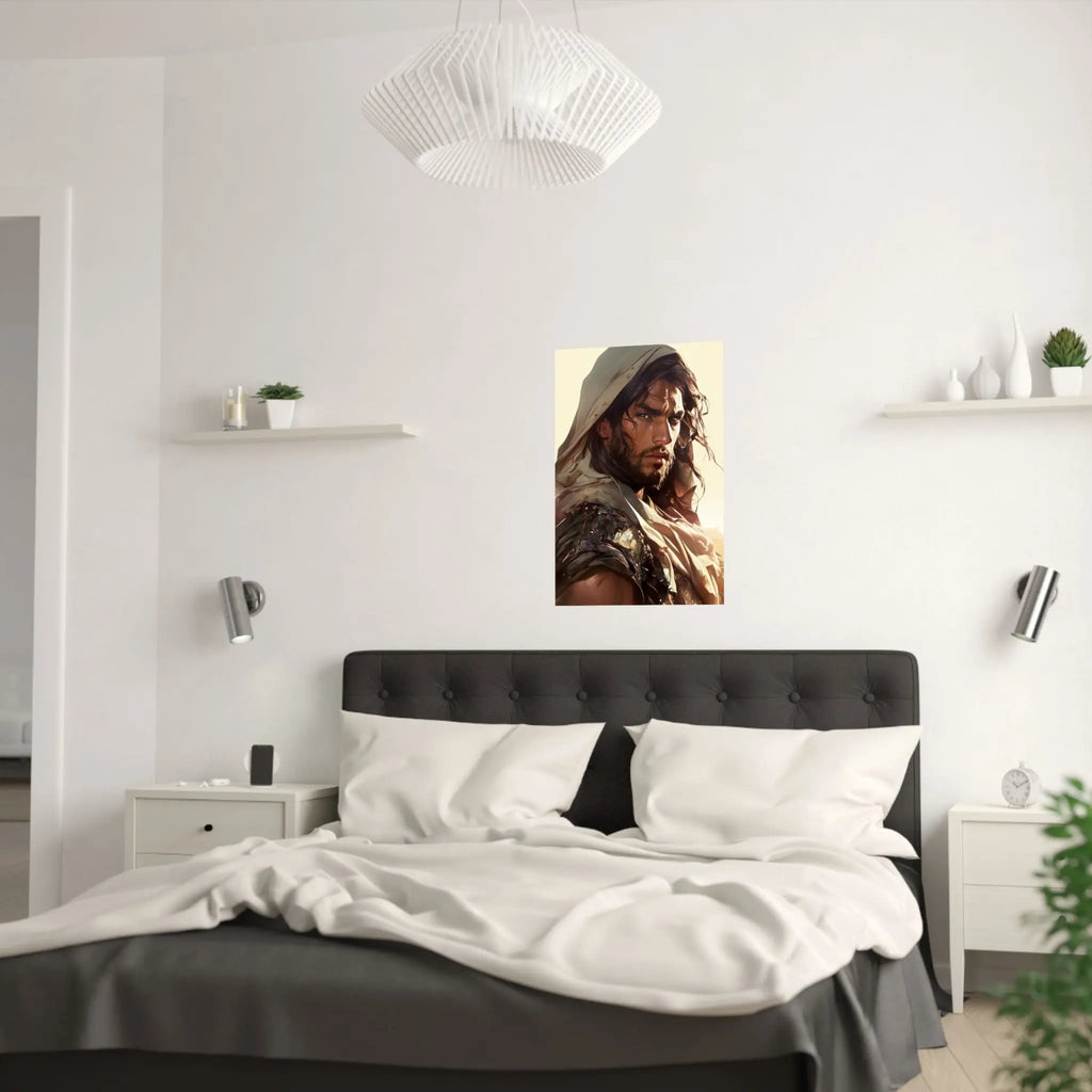 Good Samaritan Satin Poster — Dramatic Middle Eastern Hero Portrait Printify