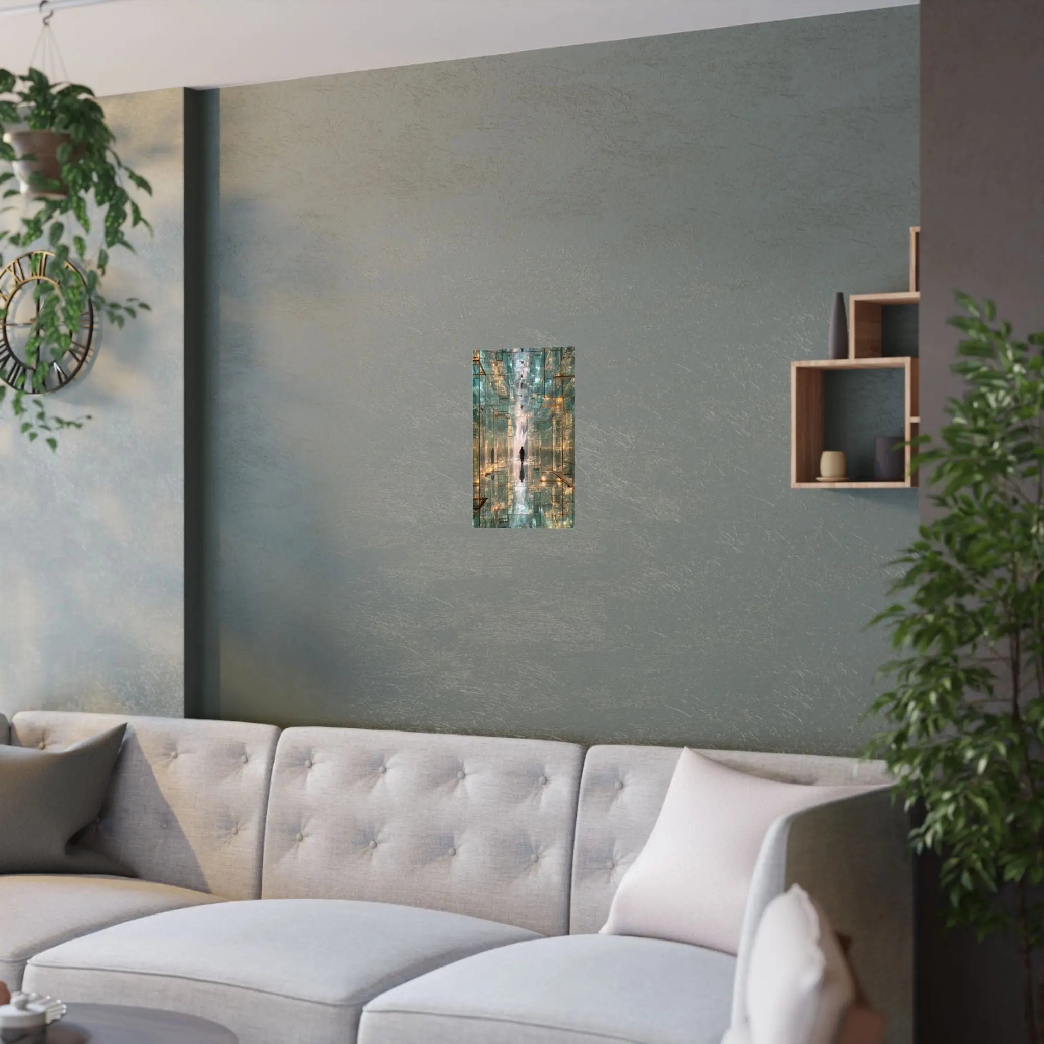 Mirrored Lightscape Satin Poster — Surreal City Reflection Wall Art Printify