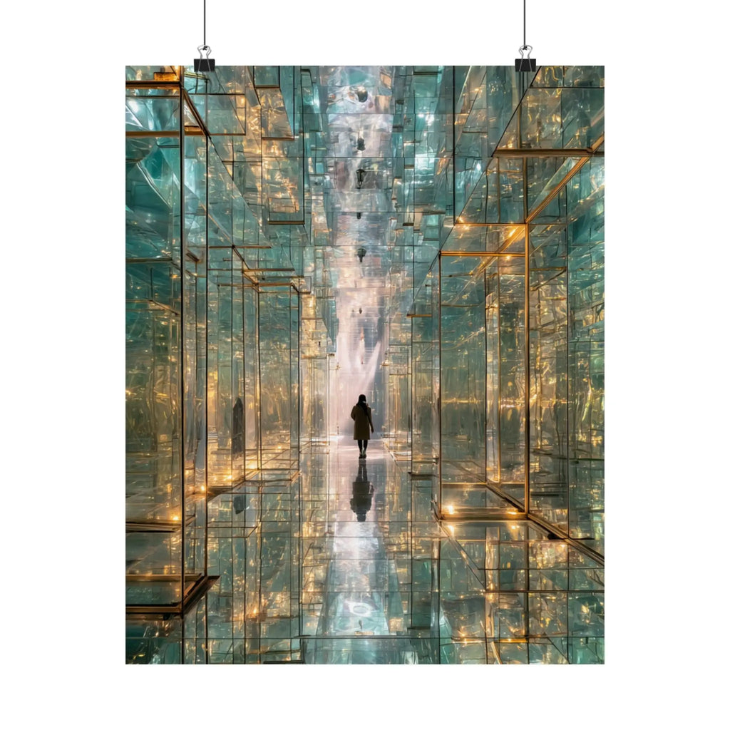 Mirrored Lightscape Satin Poster — Surreal City Reflection Wall Art Printify