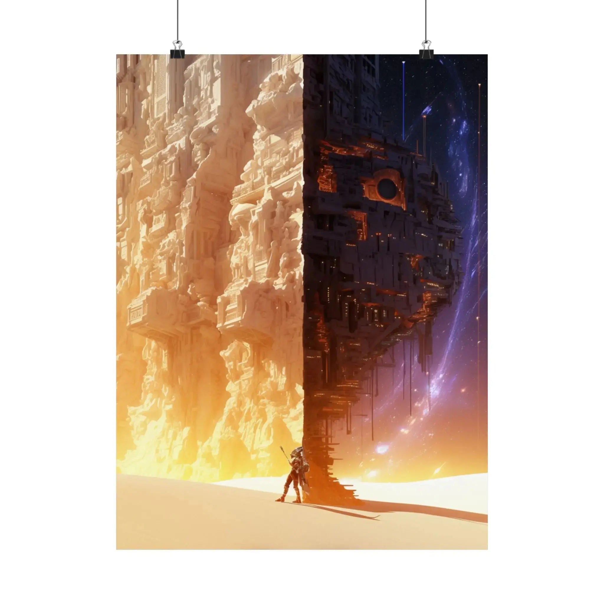Satin Poster — Sci‑Fi Desert Cityscape Print (210gsm) Printify